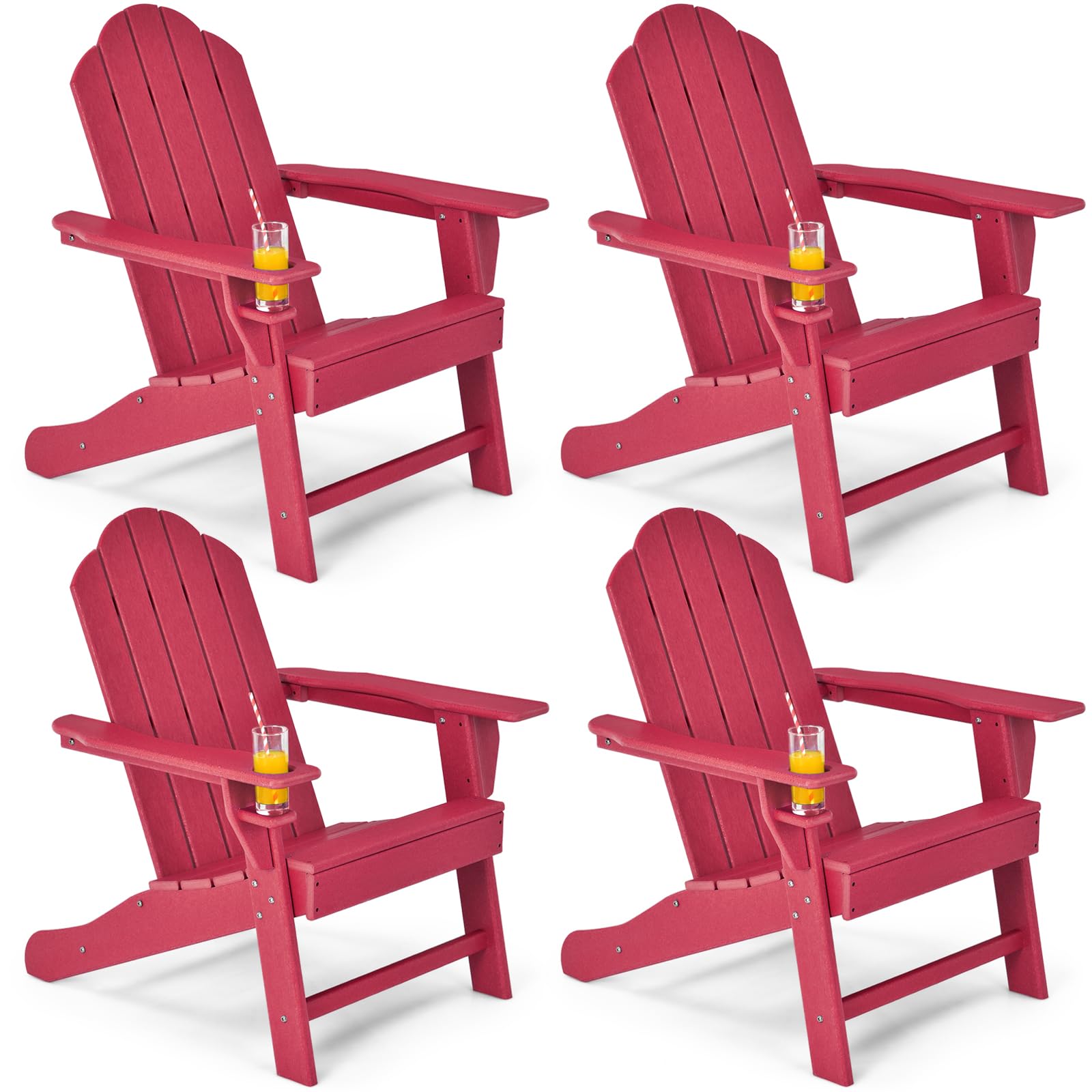 Adirondack Chair with Cup Holder, Outdoor Patio Weather Resistant Chair