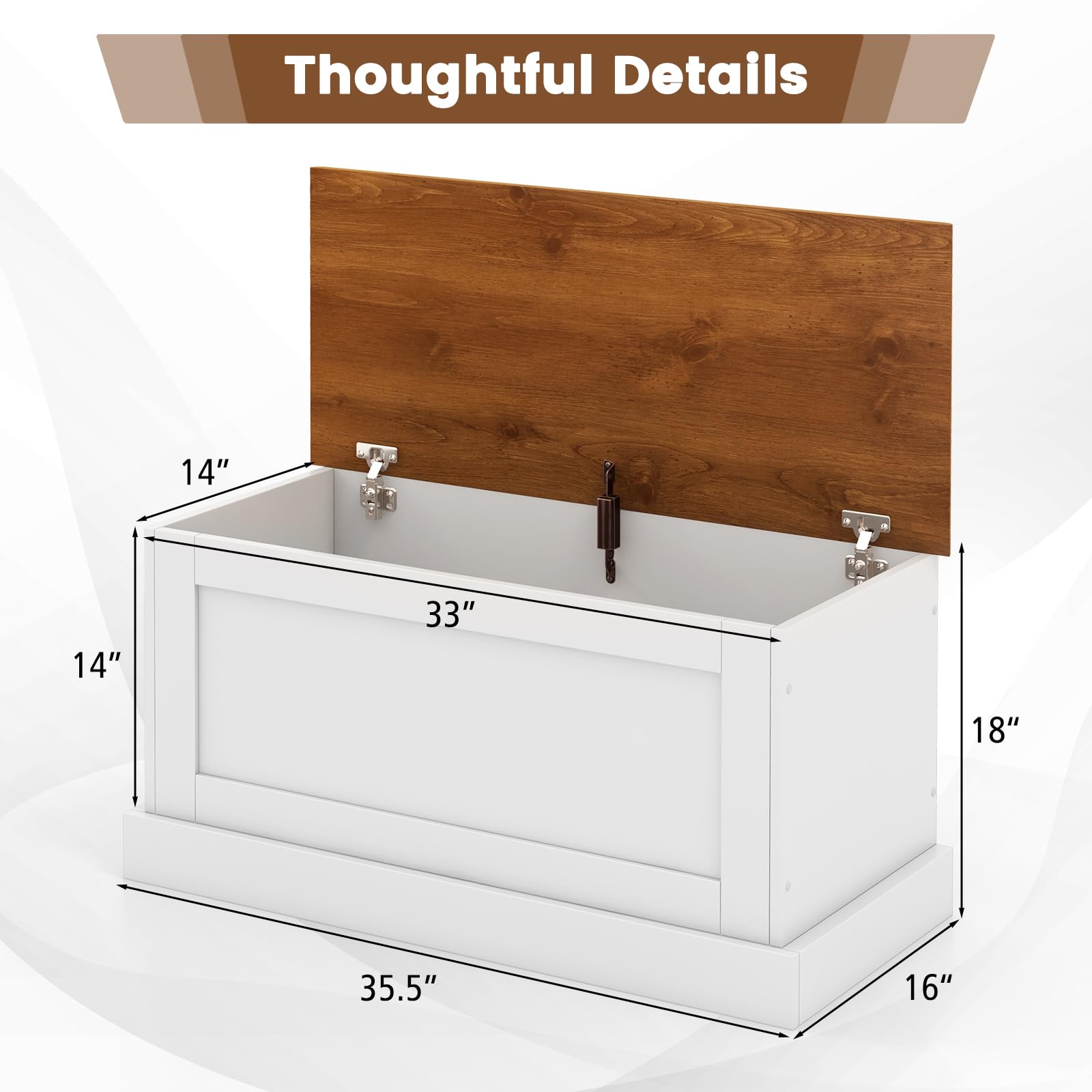 Giantex Storage Bench, 35.5” Storage Trunk with Safety Metal Hinge