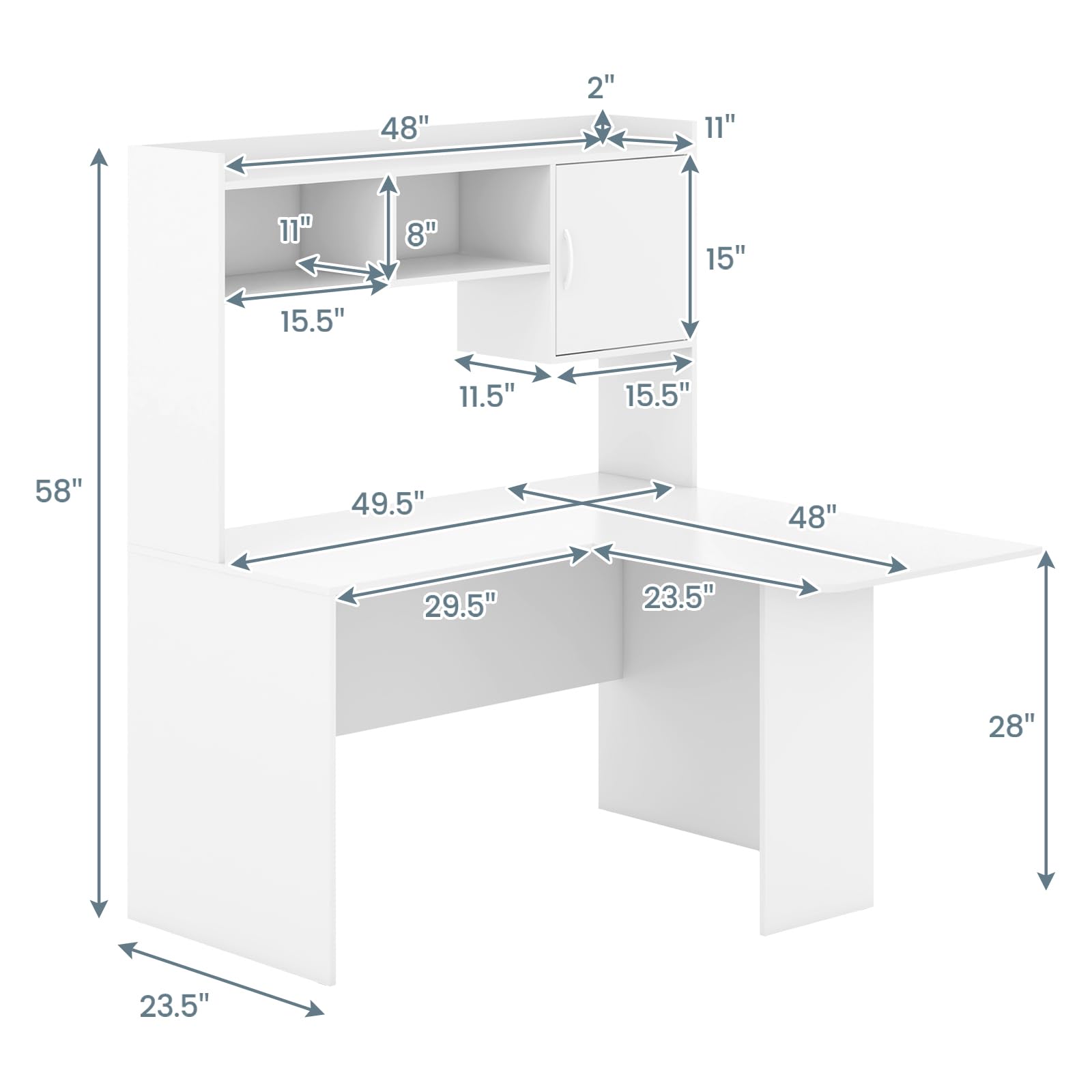 Giantex L Shaped Desk with Hutch, Corner Computer Desk with Storage Shelf & Cabinet