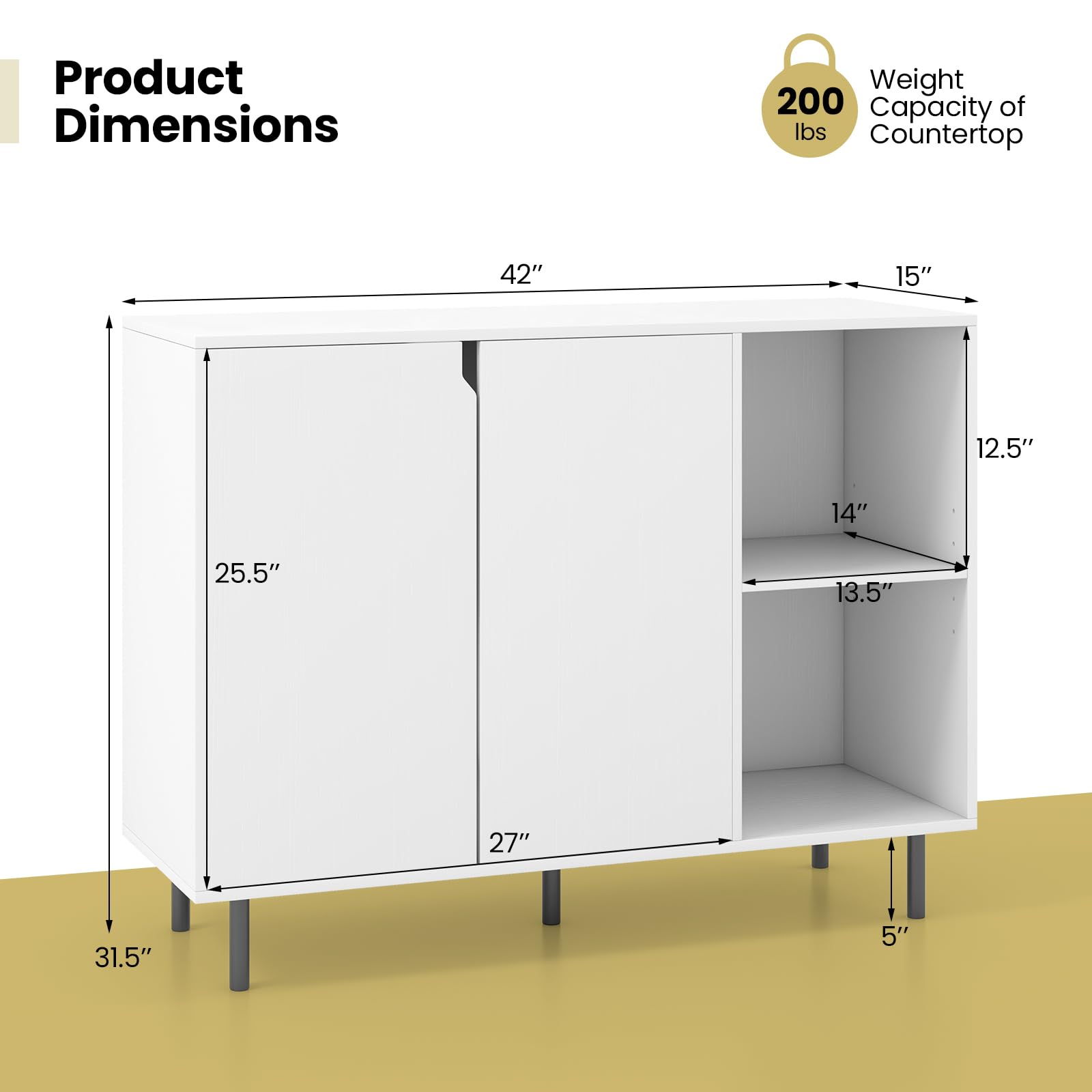 Giantex Buffet Cabinet with Storage, Wooden Sideboard with 2-Door Cabinet, 2 Cubes