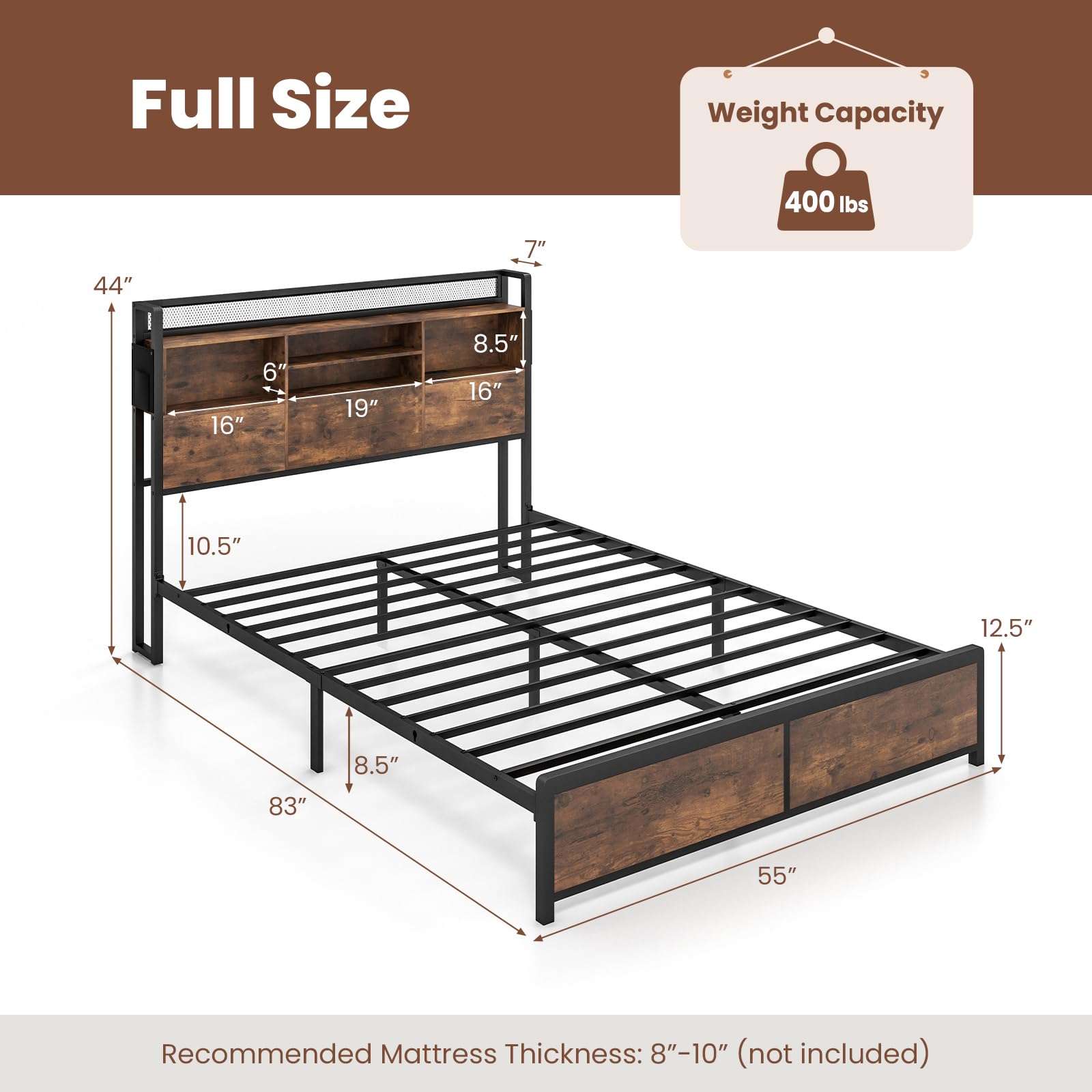 Giantex Bed Frame with Storage Headboard