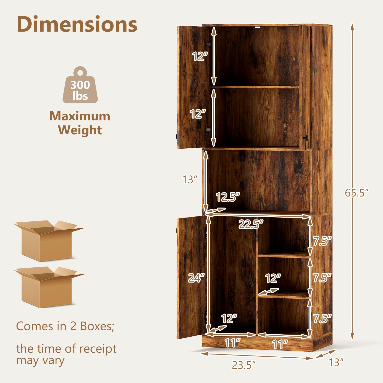 Giantex Pantry Organizers and Storage, 65.5" Tall Pantry Cabinet with Buffet Hutch, Microwave Countertop