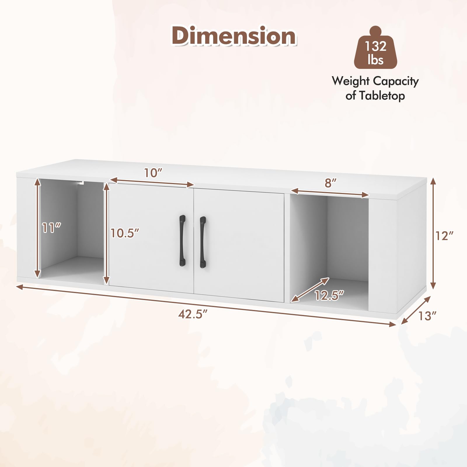 Wall Mounted Storage Cabinet 2 Cube Floating Media Hanging Desk