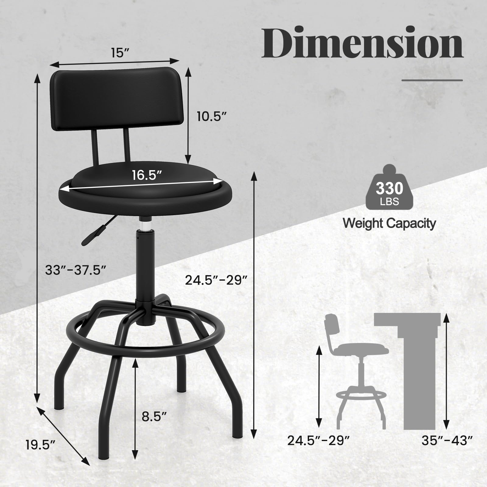 Giantex Swivel Bar Stools Set of 1/2/3/4, 24.5"-29" Height Adjustable Counter Height Chairs w/Back