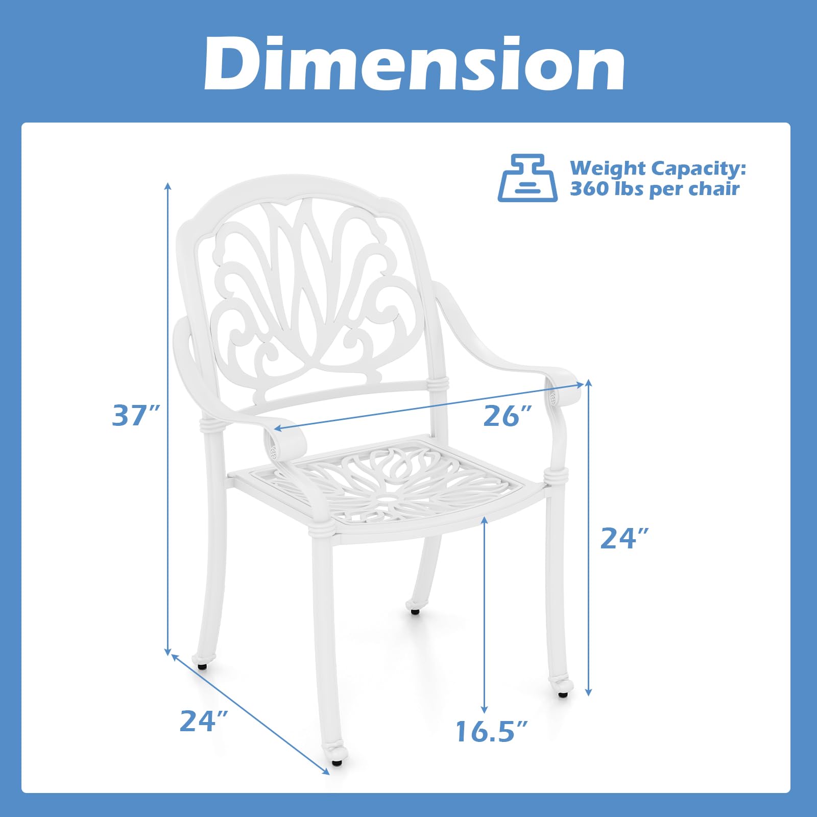 Giantex Patio Chairs, Stackable Cast Aluminum Outdoor Chairs for Lawn Porch Garden Yard