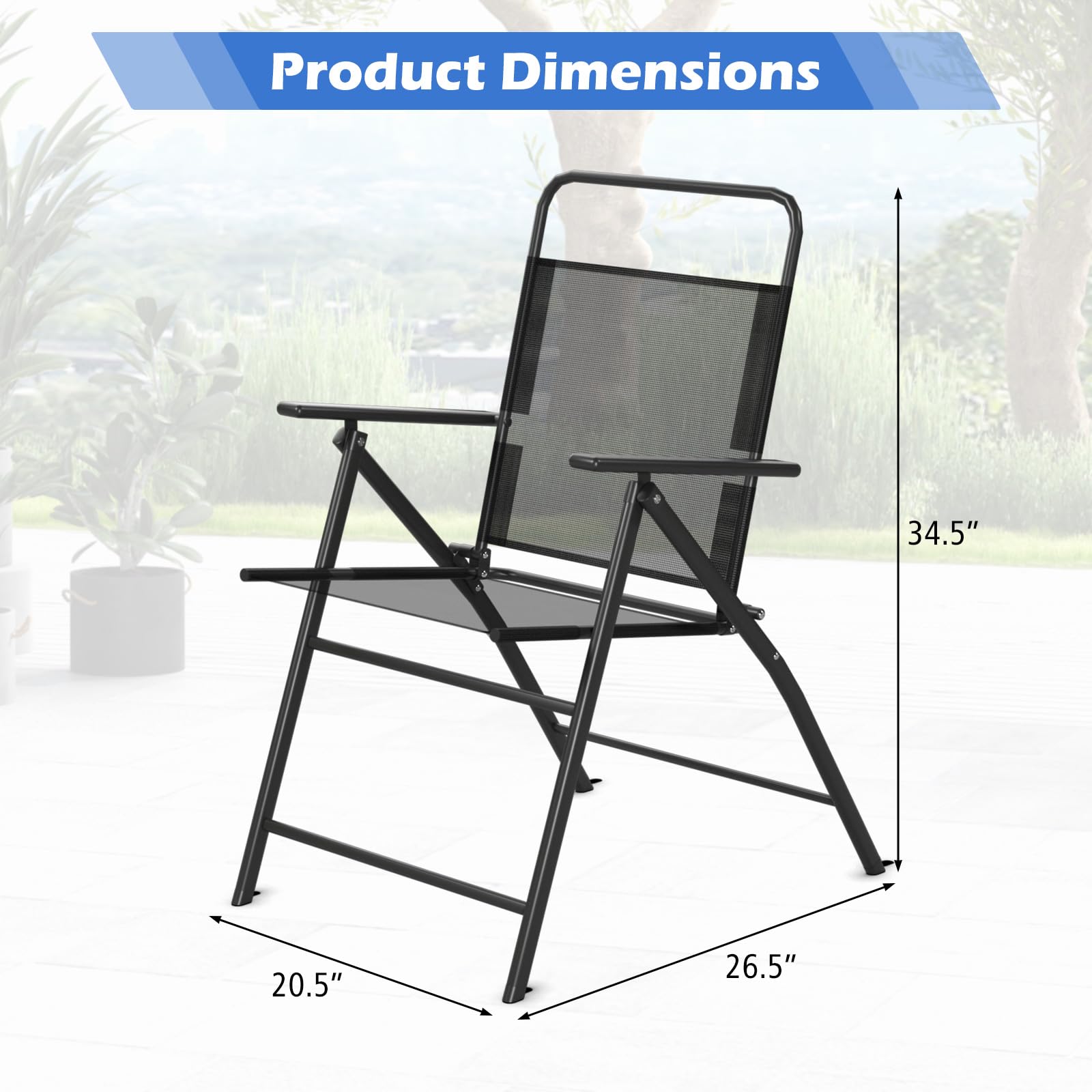 Giantex 6 Pieces Patio Folding Chairs, Outdoor Patio Chairs with Rustproof Metal Frame