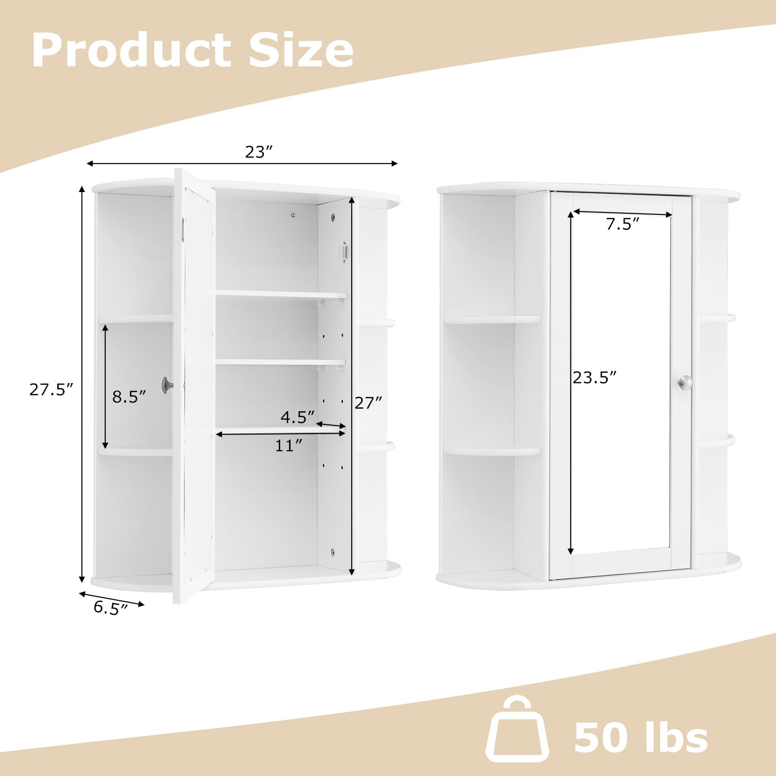 Giantex Medicine Cabinet, Bathroom Wall Cabinet with Mirror