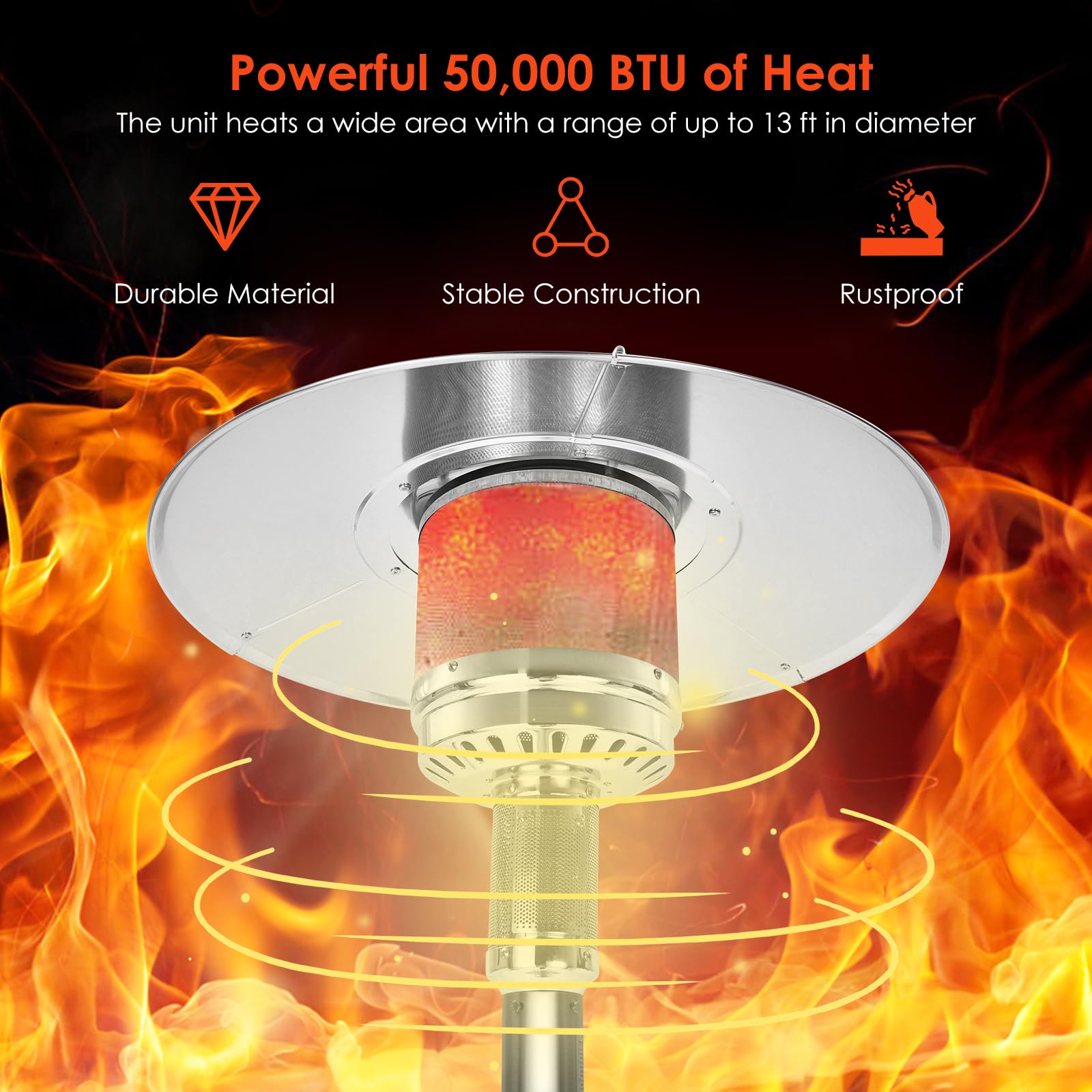 Giantex Patio Heaters for Outdoor Use, 50000 BTU Propane Outdoor Heaters with Wheels