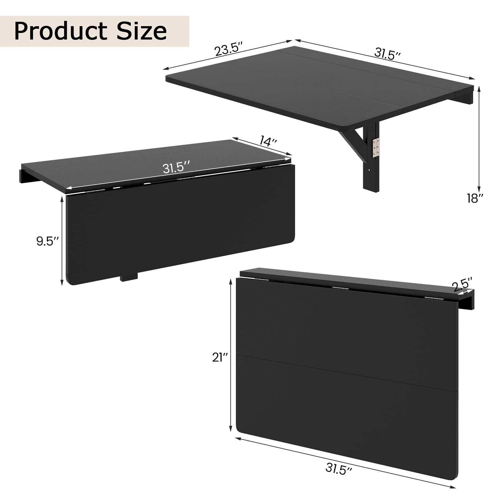 Giantex Wall Mounted Folding Table, 31.5" x 23.5" Wood Murphy Desk Drop-Leaf Table