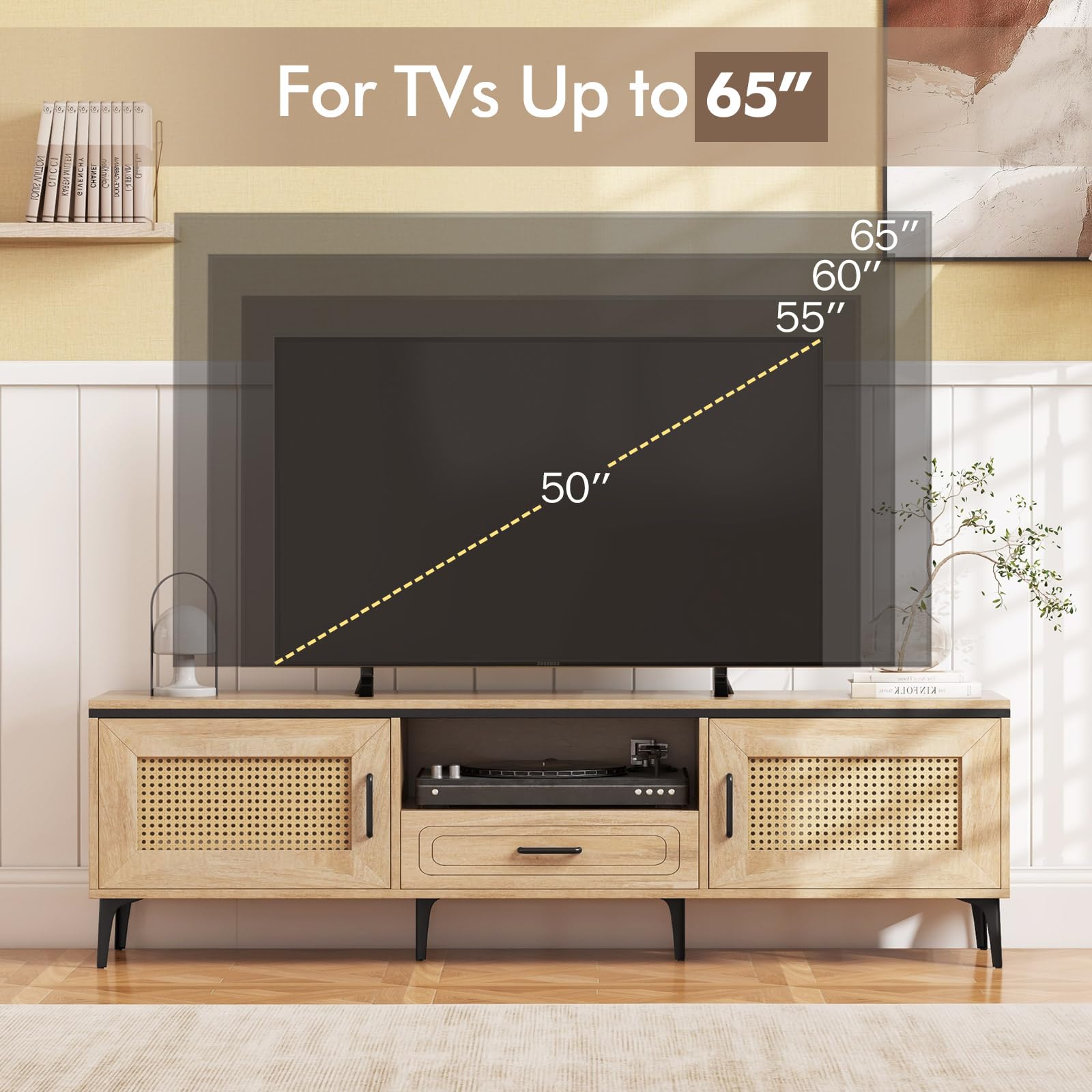 Giantex TV Stand for TV up to 65 Inches, Entertainment Center with 2 Cabinets