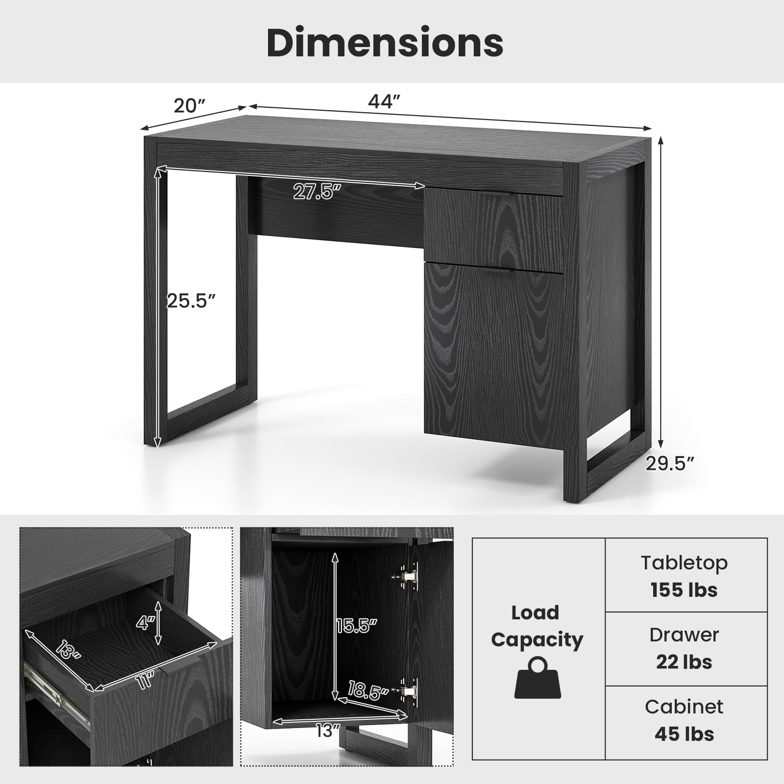 Giantex Computer Desk with Drawer & Storage Cabinet