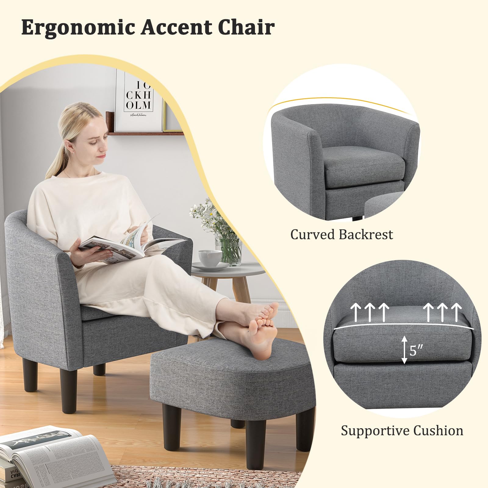 Giantex Modern Accent Chair with Ottoman