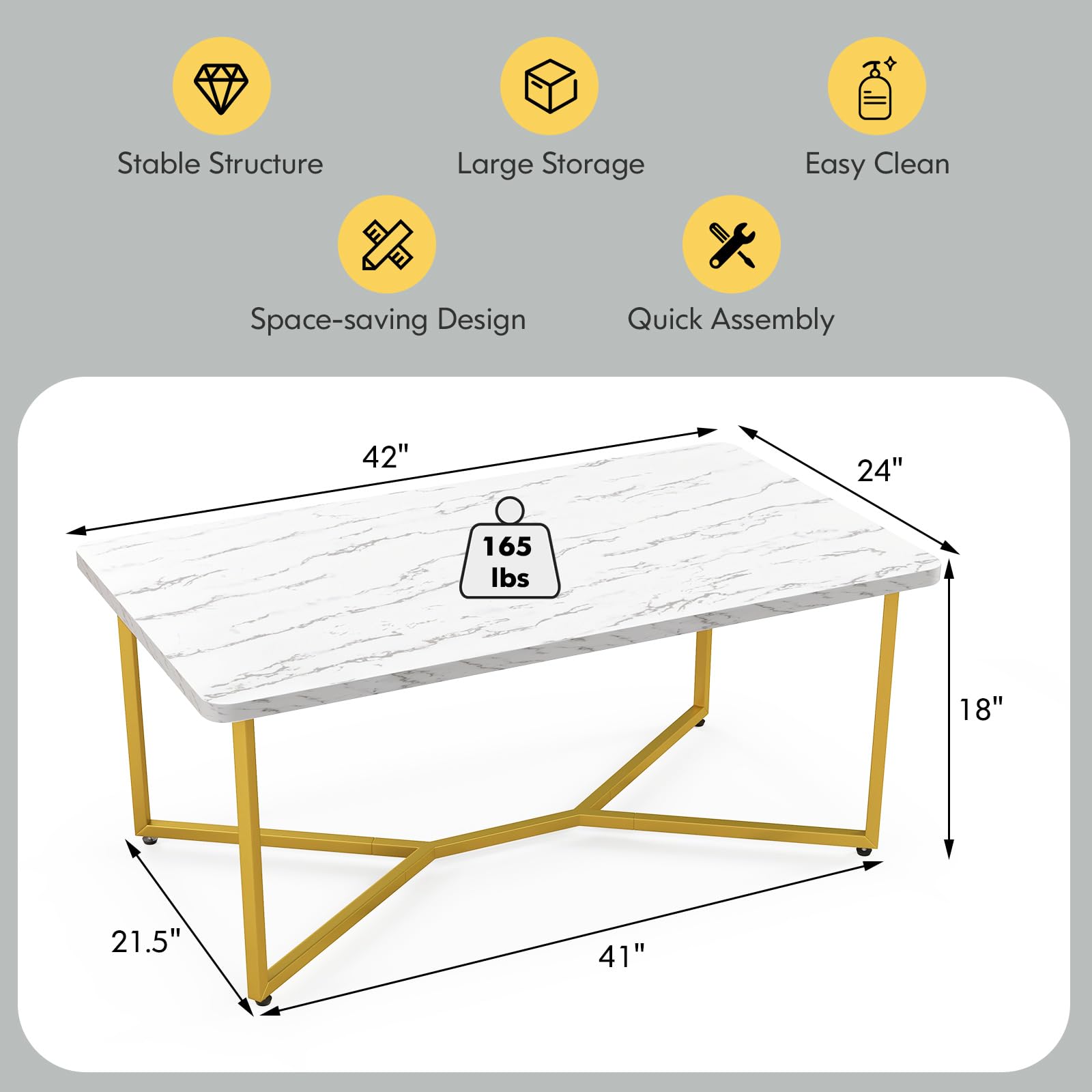 Giantex White Marble Coffee Table