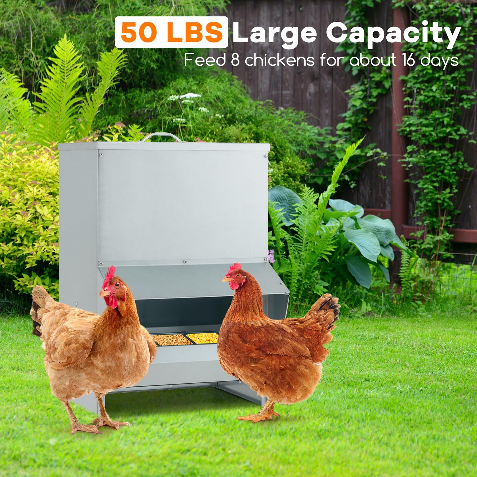 Giantex 50 lbs Galvanized Chicken Feeder