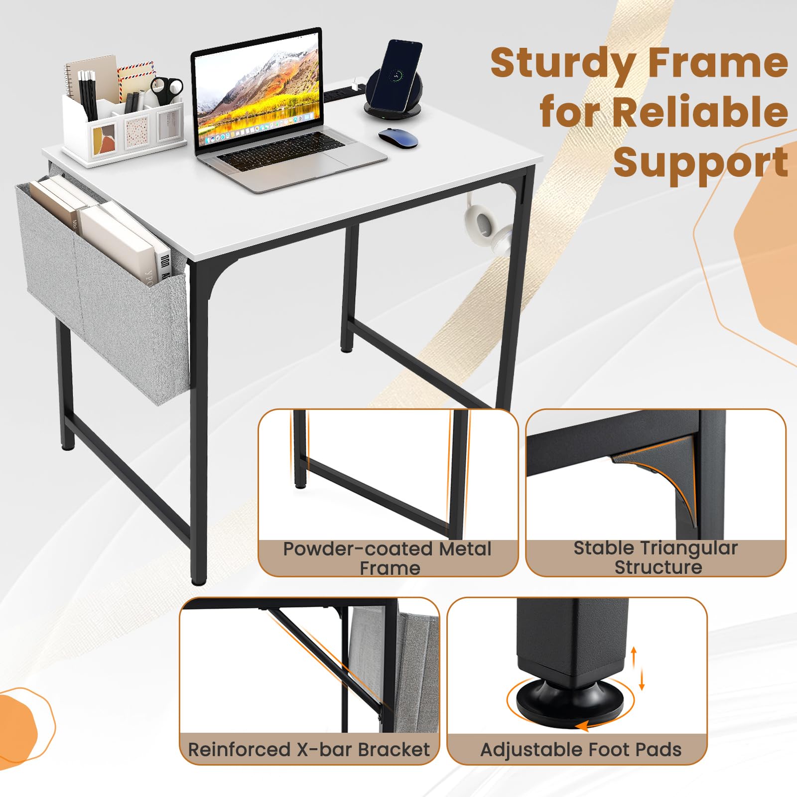 Giantex Conference Table with Charging Station, 2/4/6 PCS 32" x 24" Rectangular Meeting Room Desk with Storage Bag & Hook