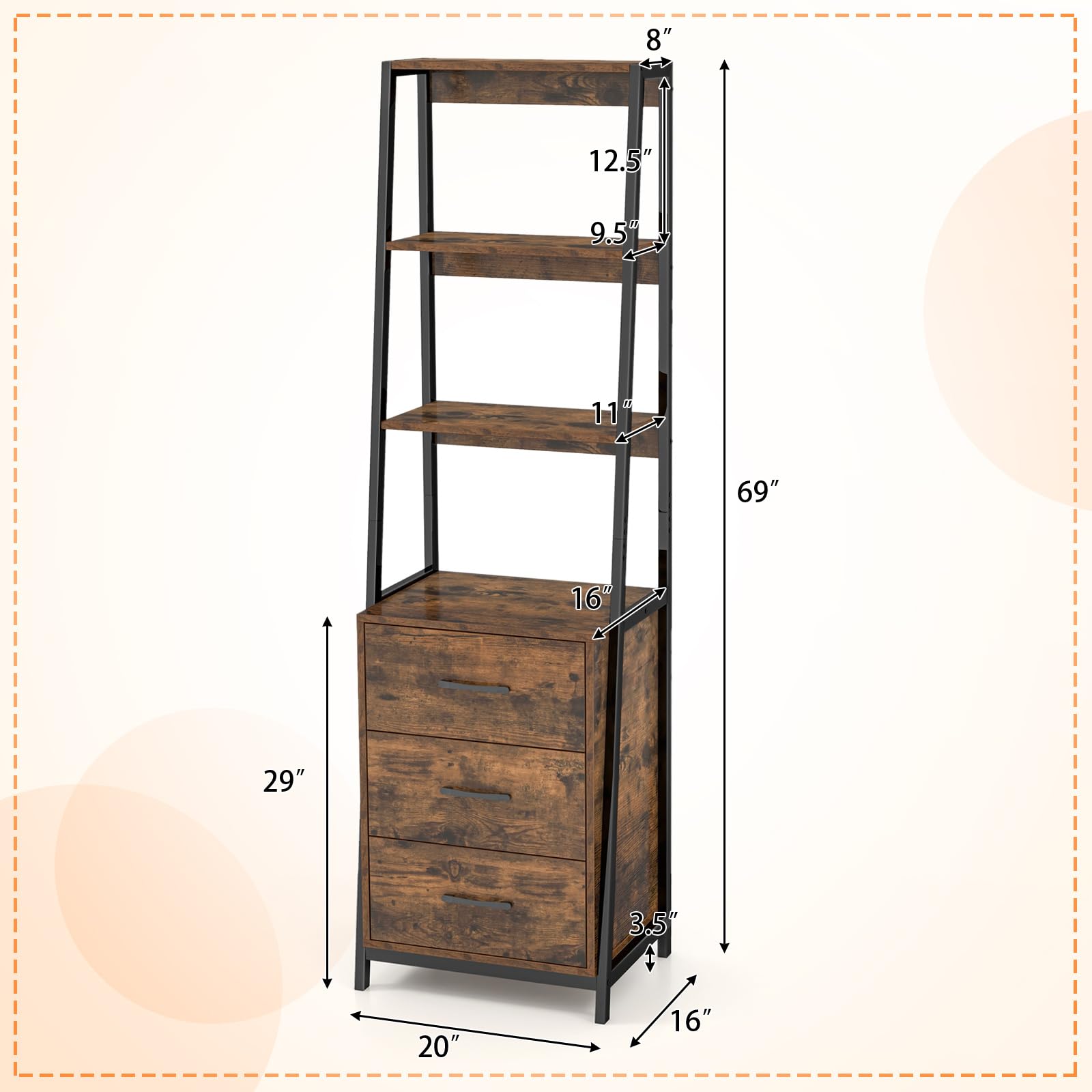 Giantex Ladder Bookshelf with Drawers