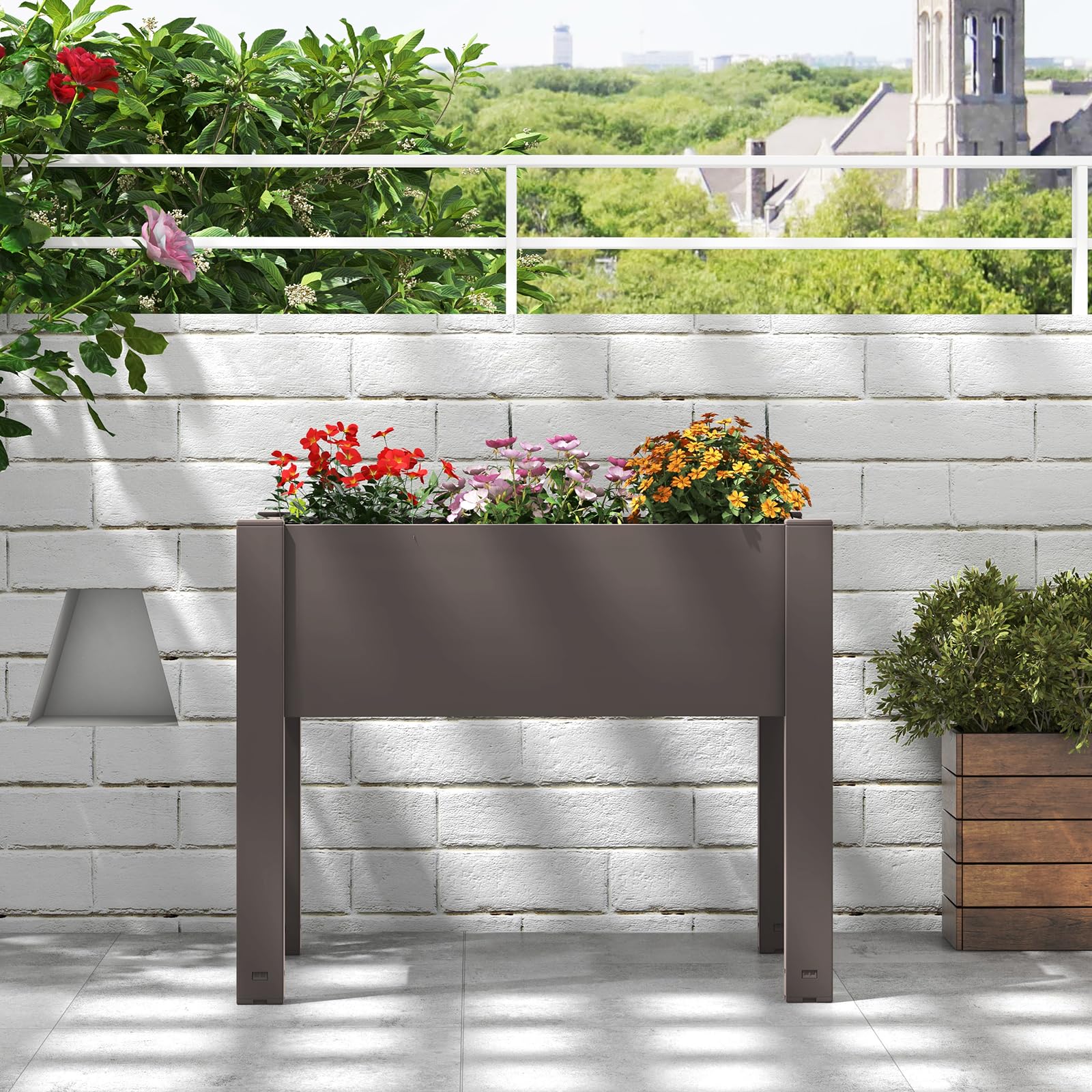 Giantex Raised Garden Bed with Legs, Self-Watering Planter Box with Water Level Indicator