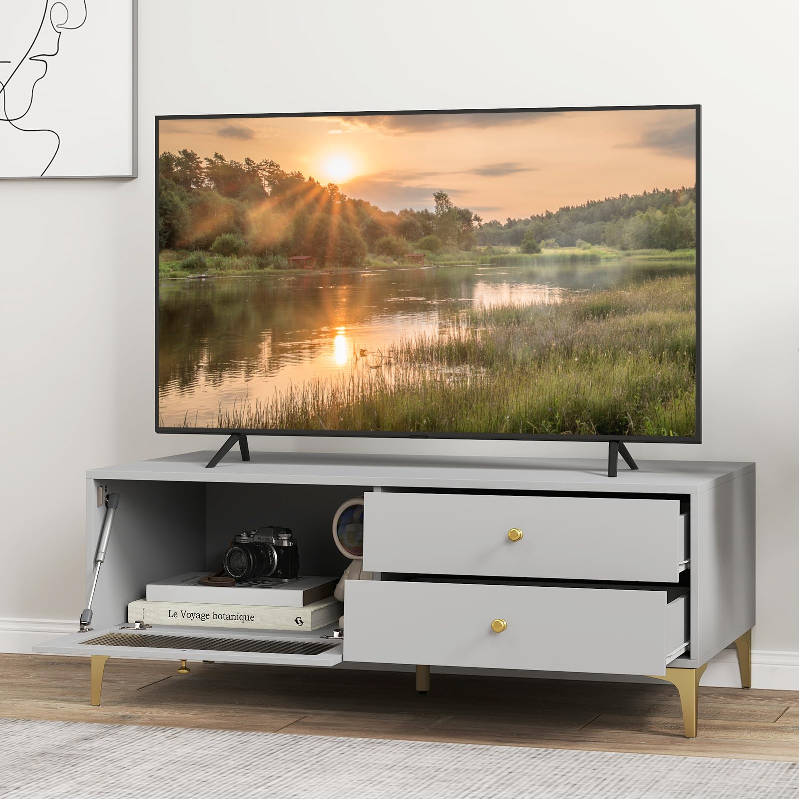 Giantex TV Stand for TVs up to 55”, Entertainment Center with Storage Drawers