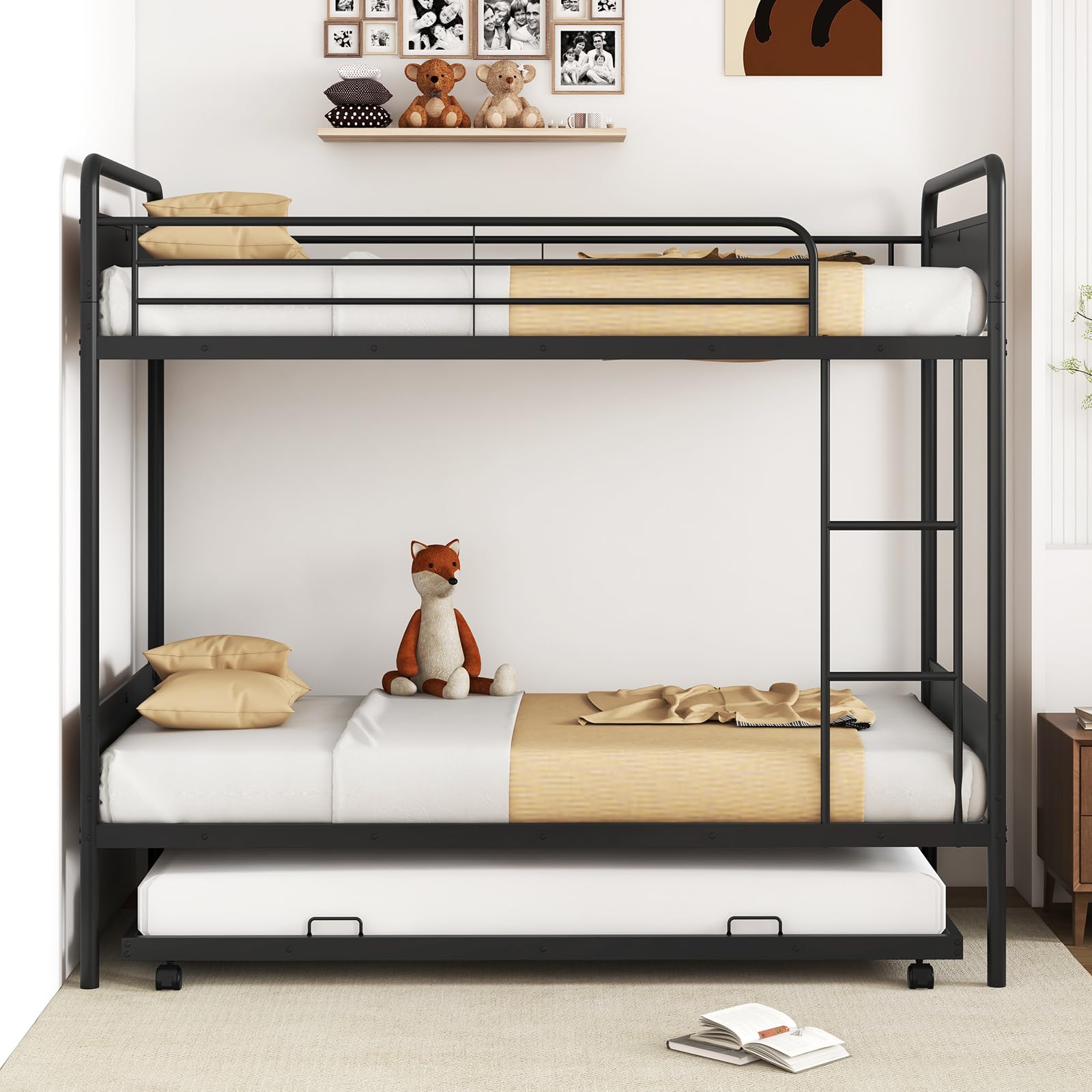 Giantex Metal Twin Over Twin Bunk Bed with Trundle