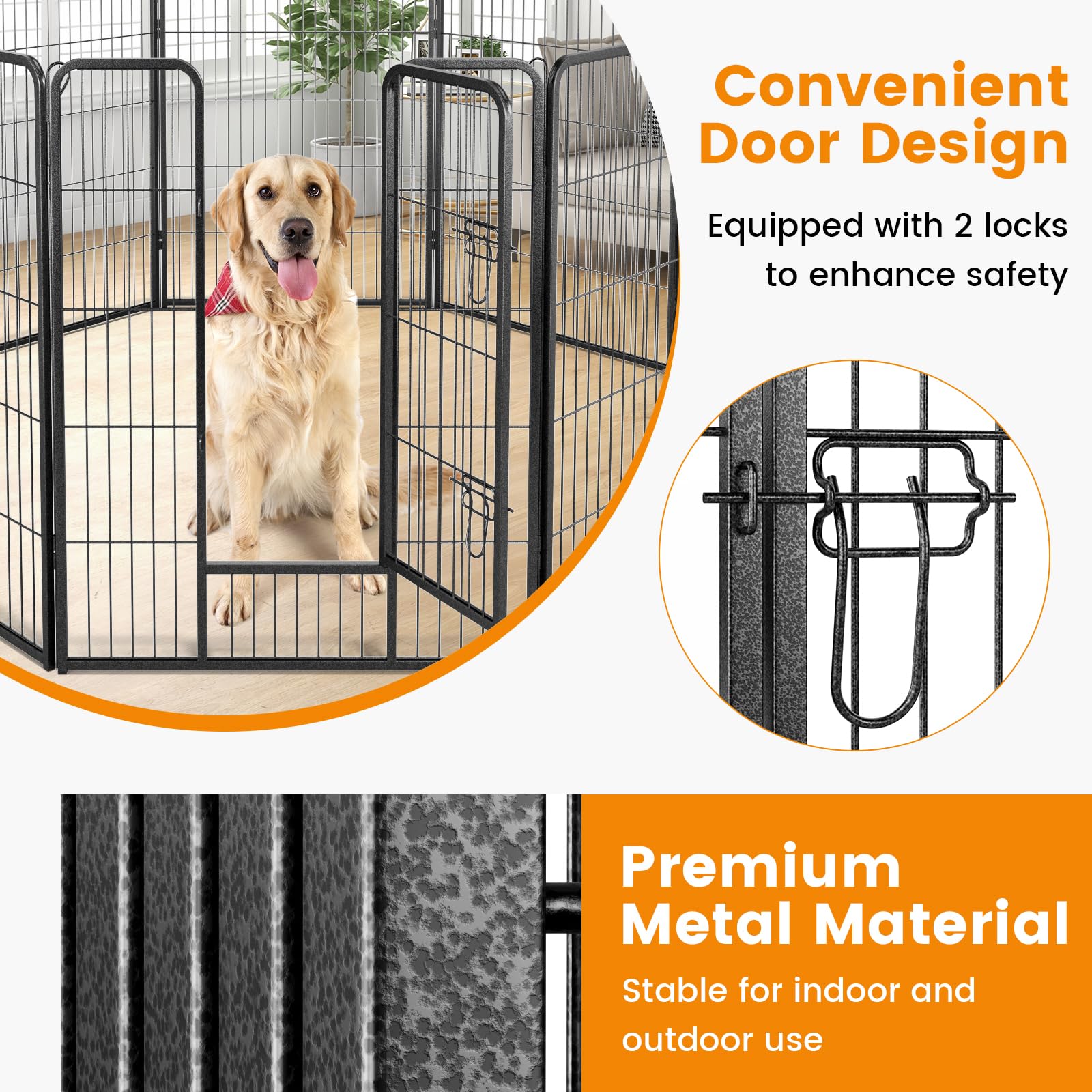 Giantex Dog Playpen Outdoor 40" H - 8/16 Panels Metal Pet Fence for Large Dogs, Heavy Duty Dog Pen Exercise Fence with Door