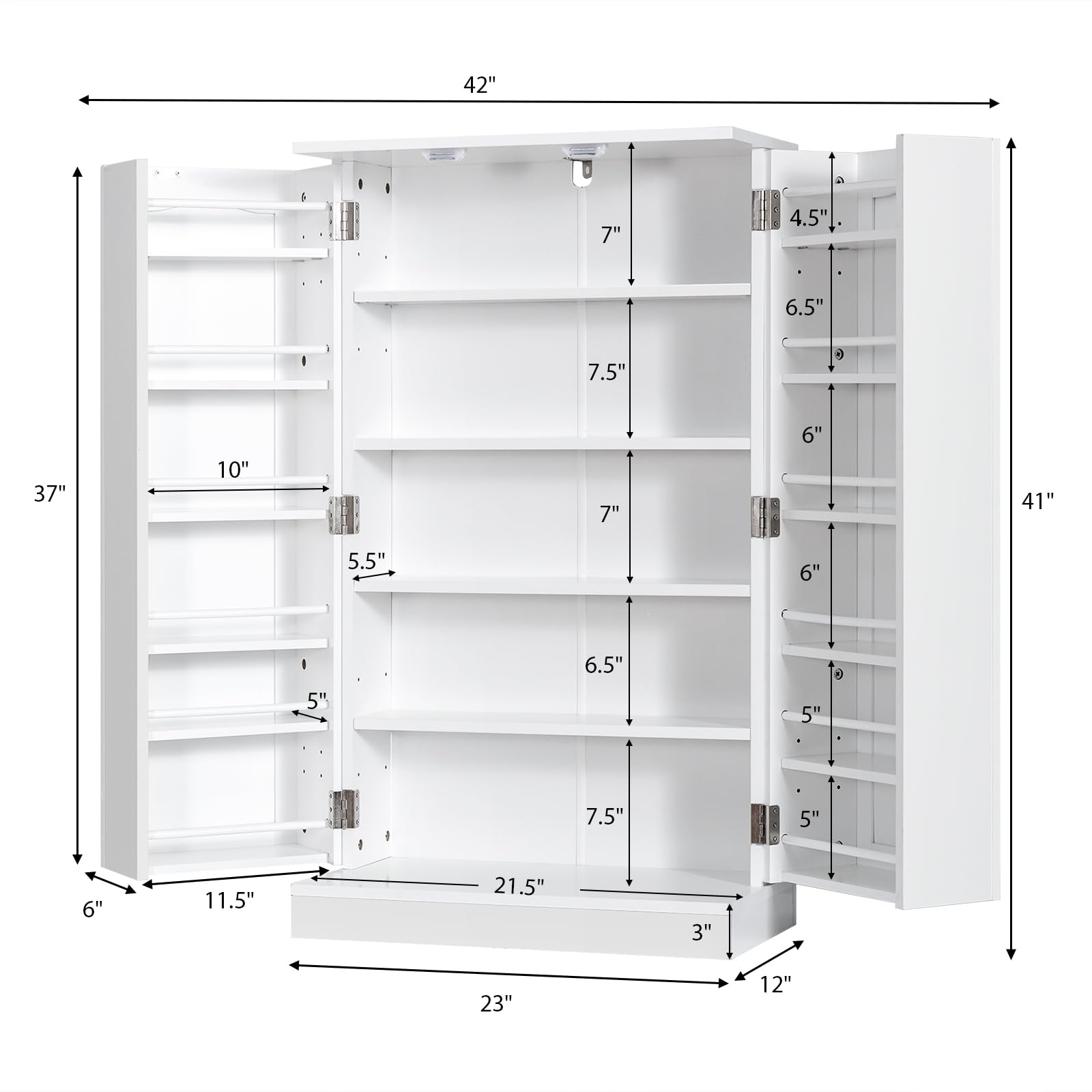 Giantex 41" Kitchen Pantry Cabinet, 2-Door Storage Cabinet with 17 Shelves