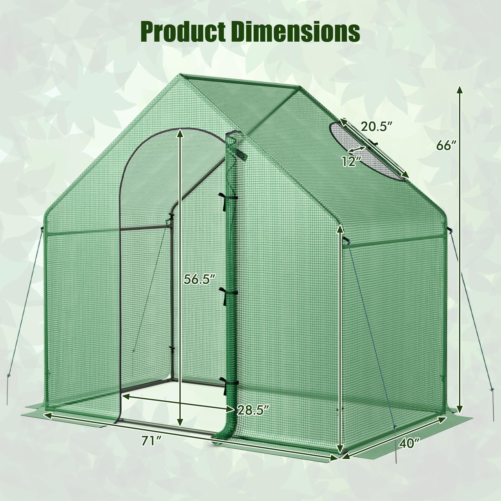 Giantex 6x3x5.5 FT Mini Walk-in Greenhouse, with Roll-up Zippered Door & Window, Overlong PE Cover