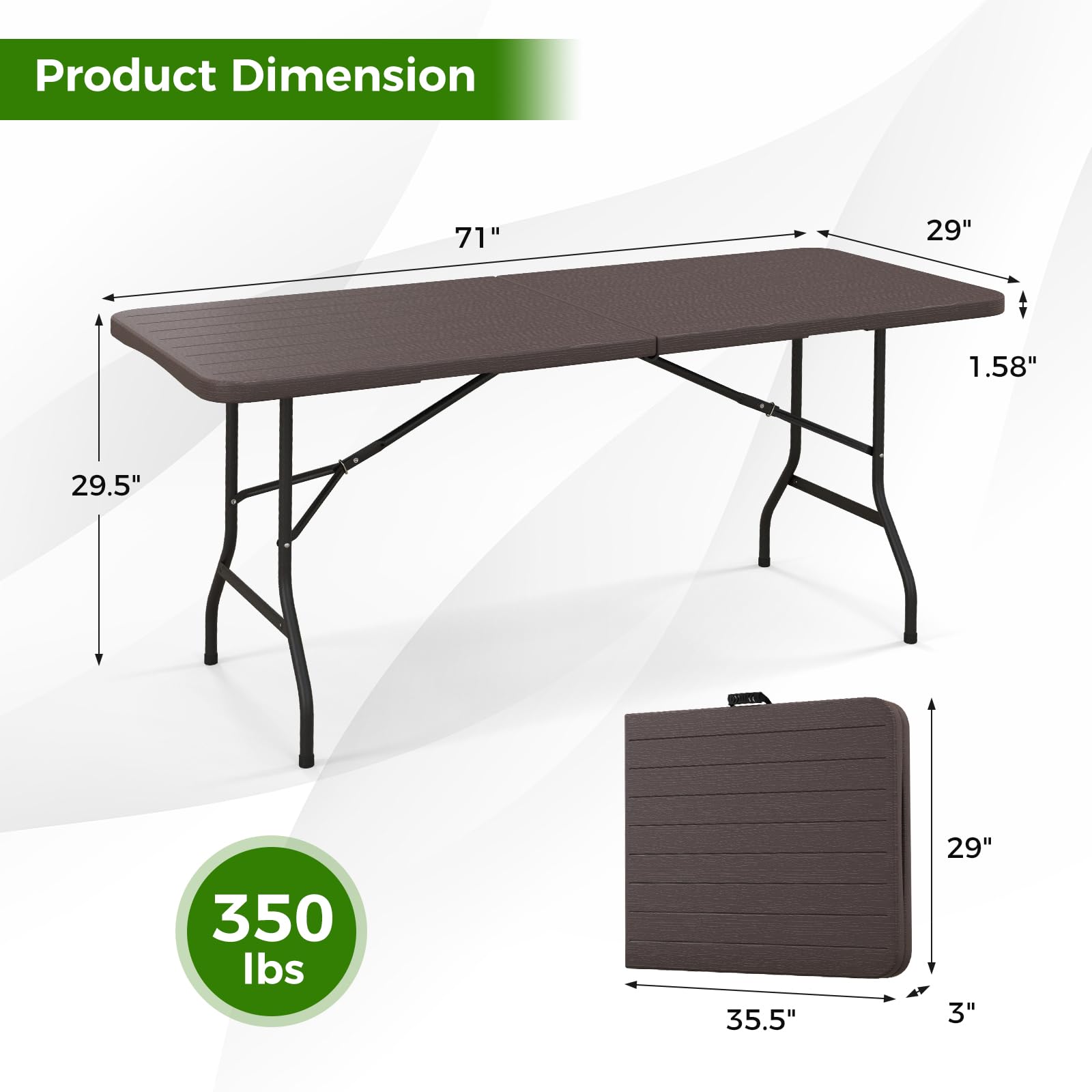 Giantex 6ft HDPE Folding Table