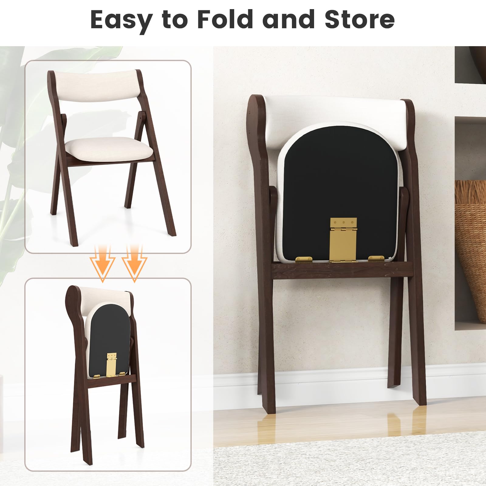 Giantex Folding Dining Chairs, Upholstered Kitchen Chairs w/Comfy Padded Backrest & Seat