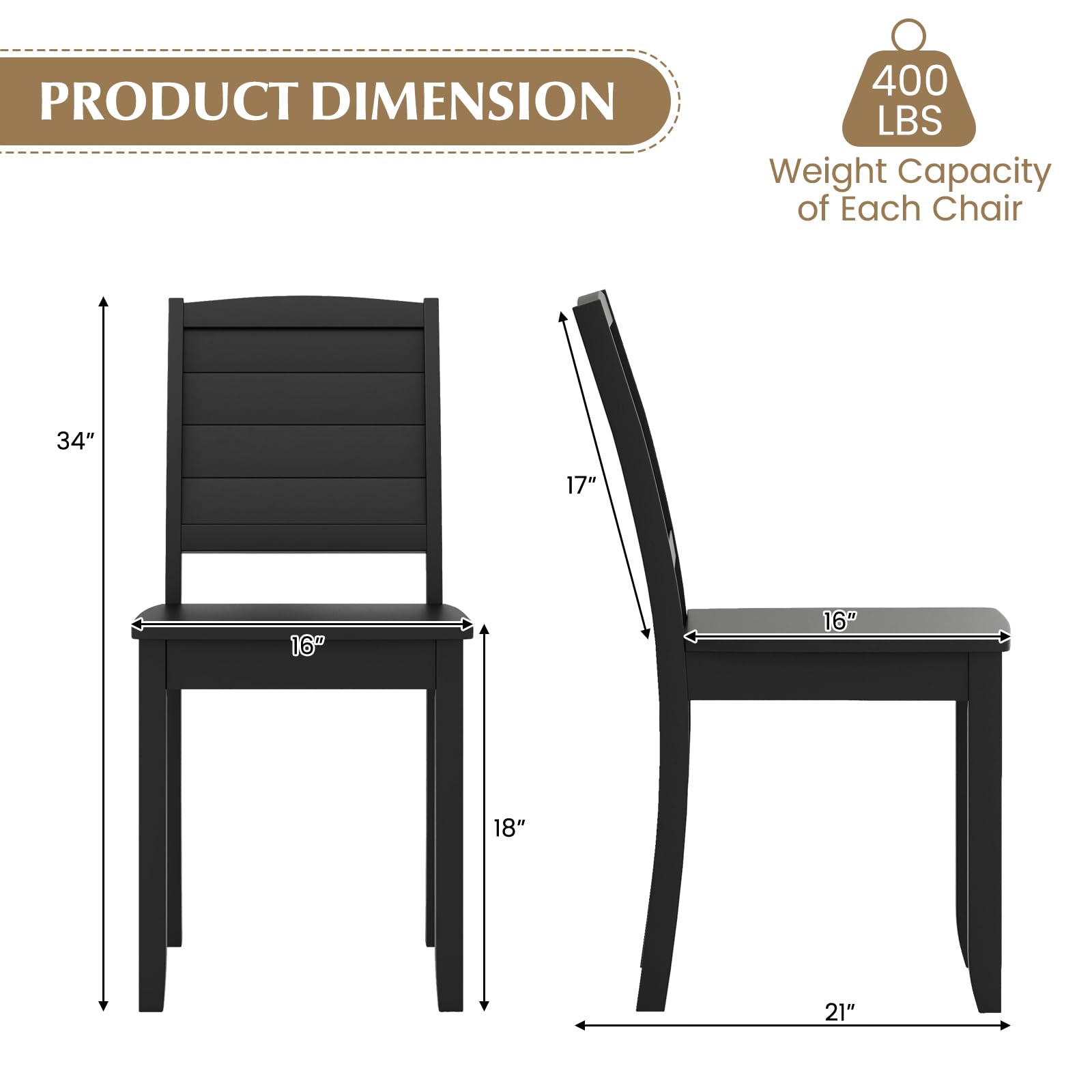 Giantex Wood Dining Chairs Set of 2/4, Modern Kitchen Chairs w/Rubber Wood Legs, Curved Backrest, Farmhouse Diner Chairs