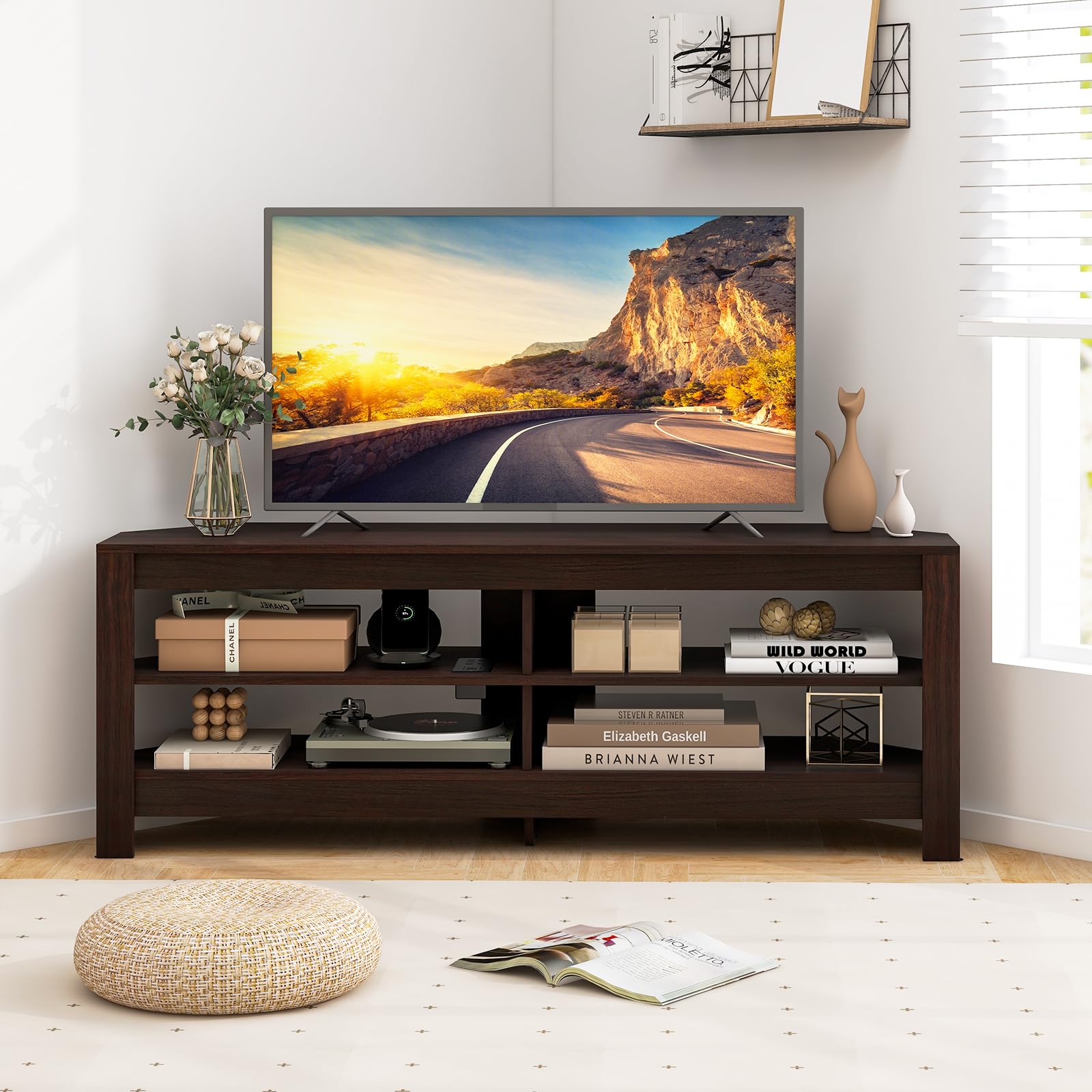 Giantex Corner TV Stand with Power Outlet, 3-Tier Entertainment Center