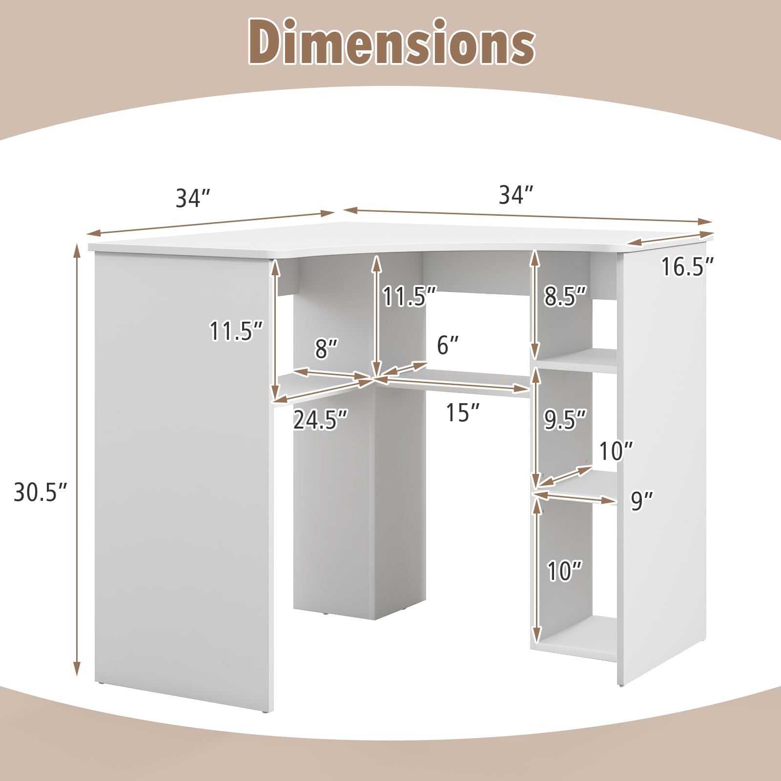 Giantex Corner Desk with Storage, 34" W x 30.5" H Small Computer Desk with Adjustable Shelves