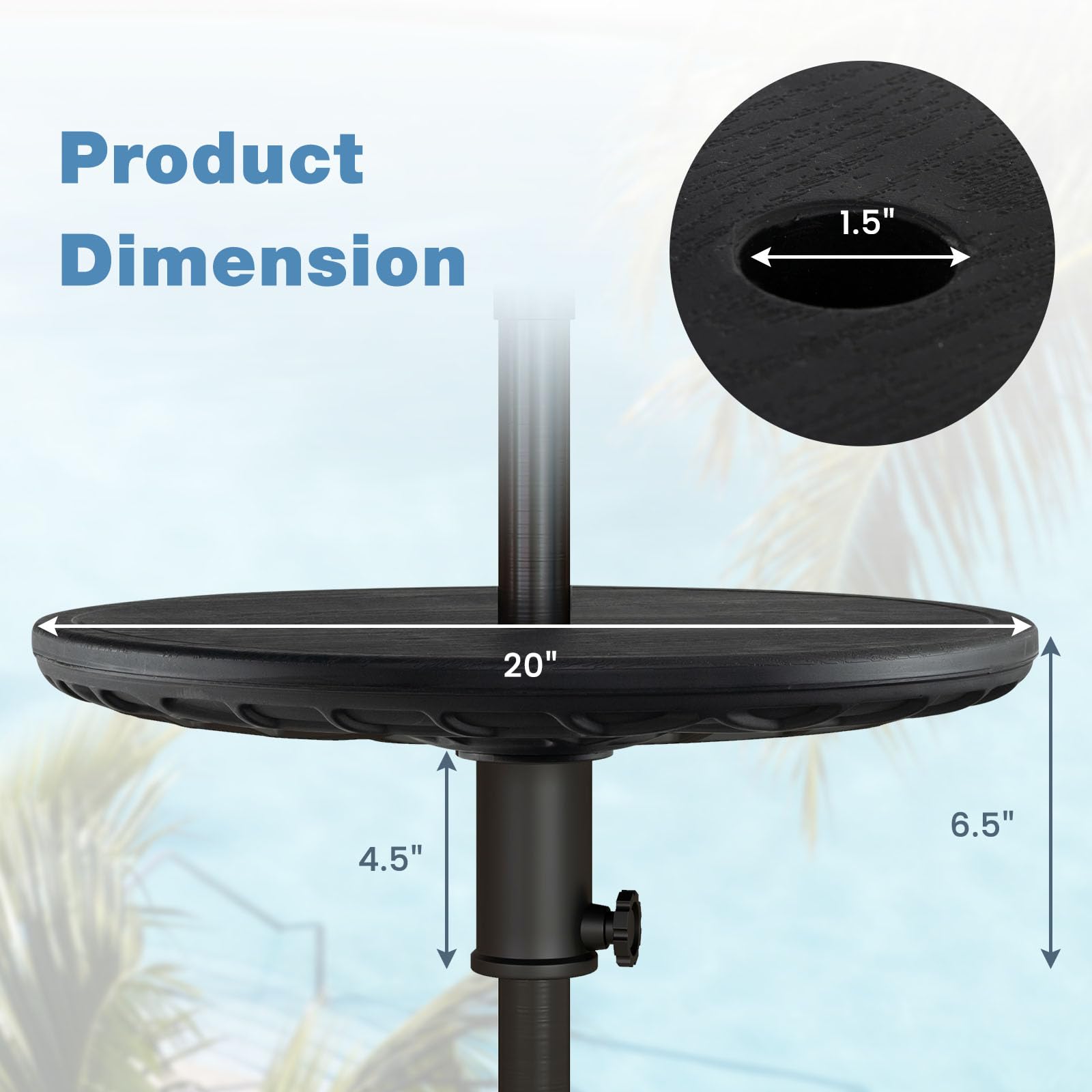 Giantex Umbrella Table - 20" Outdoor Side Table with 1.5" Umbrella Hole, Height Adjustable Knob