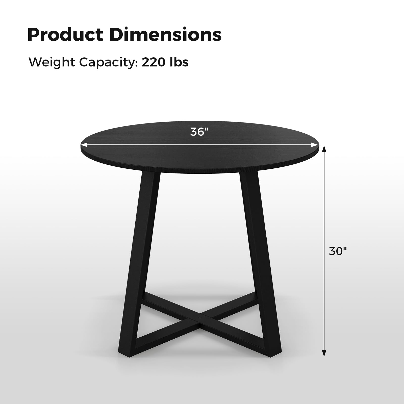 Giantex Round Dining Table, 36” Kitchen Table with Pedestal Base, Solid Rubber Wood Frame, Load 220 lbs