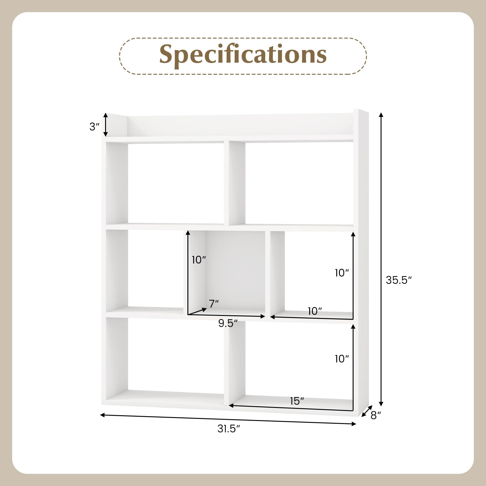 Giantex 7 Cube Bookshelf, Free-standing Wooden Bookcase, 4 Tier Home Display Shelf, Horizontal Storage Unit w/Anti-Toppling Devices