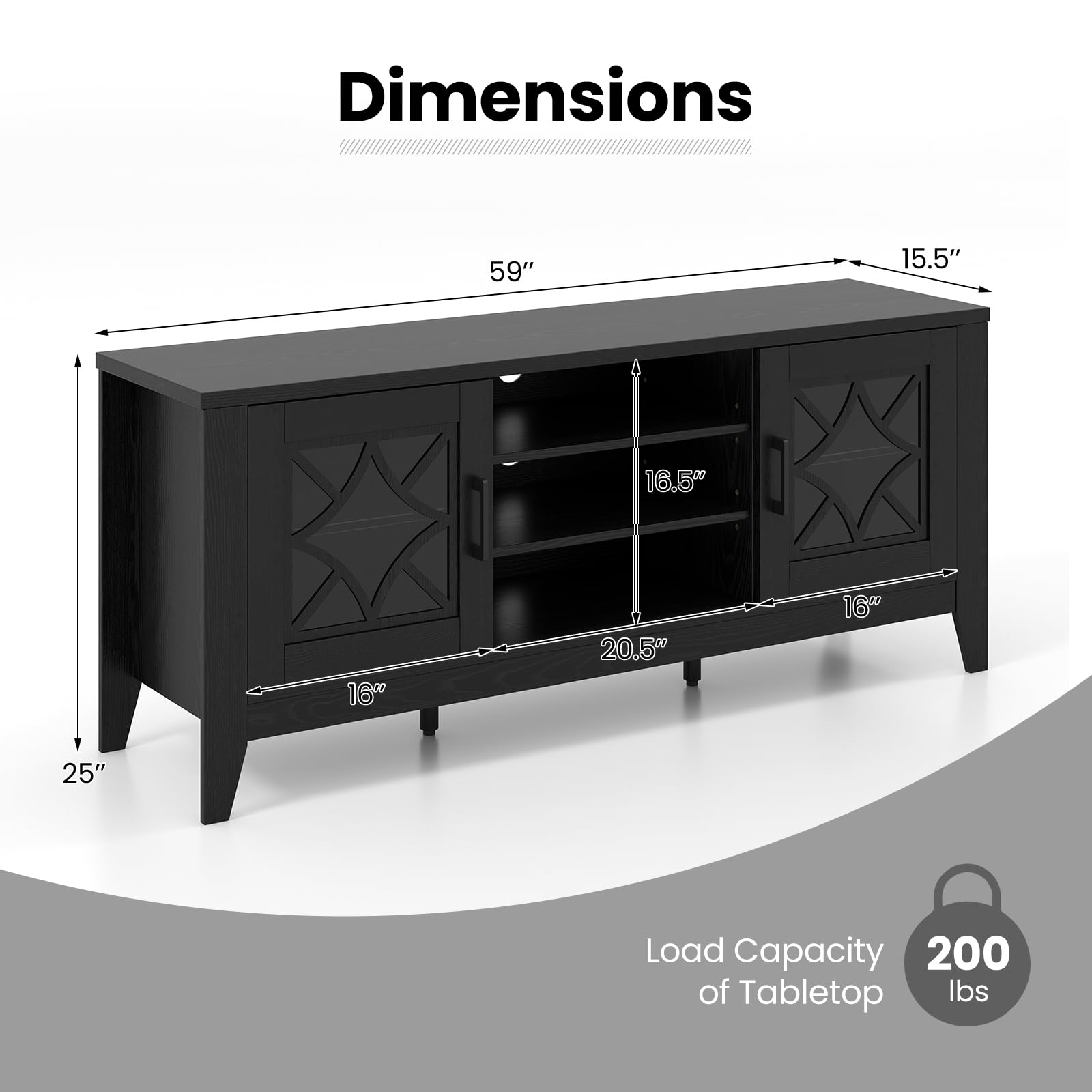 Giantex TV Stand for TVs up to 65”, Entertainment Center with 3-Position Adjustable Shelves