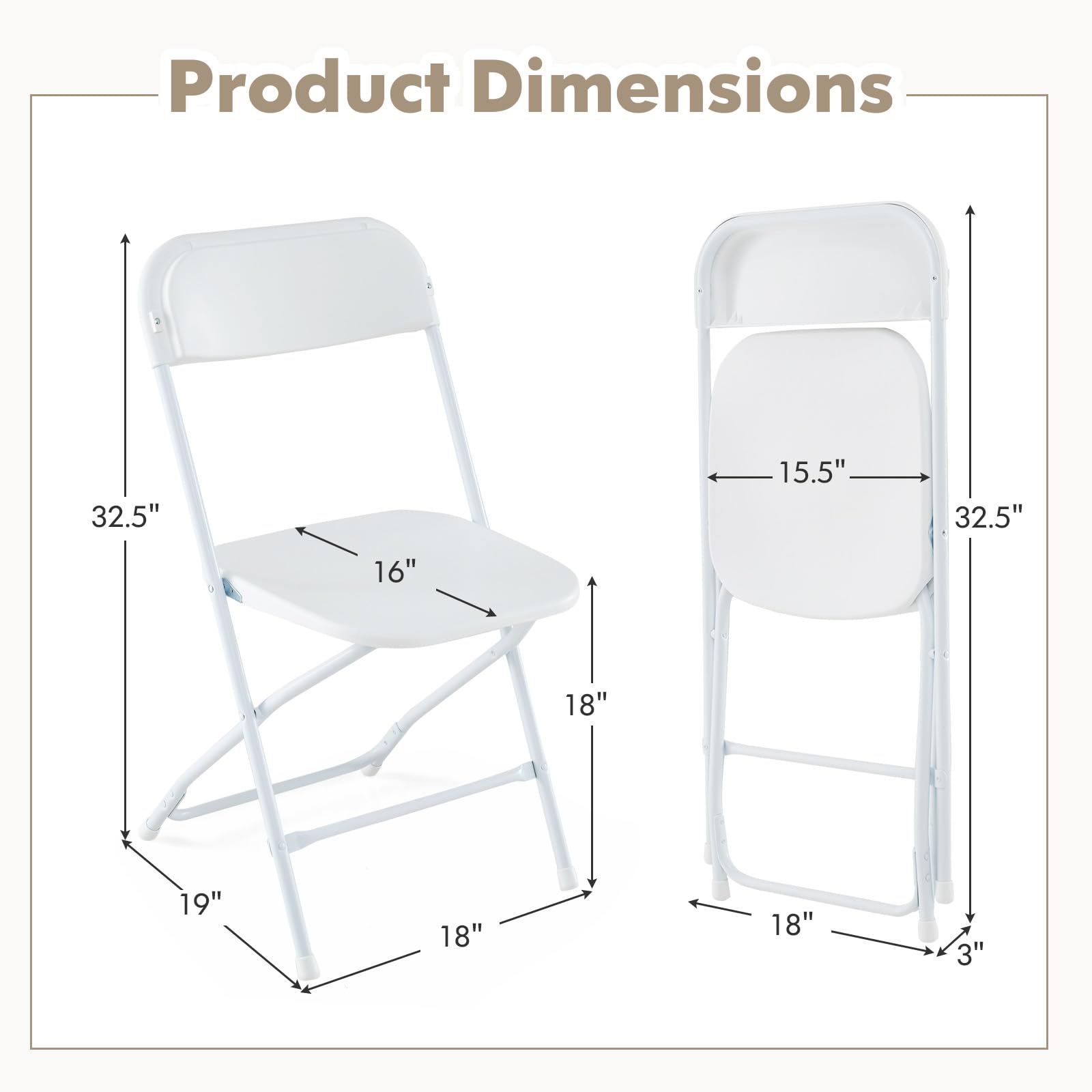 Giantex Folding Chair with Plastic Seat & Back, Heavy-Duty Metal Frame