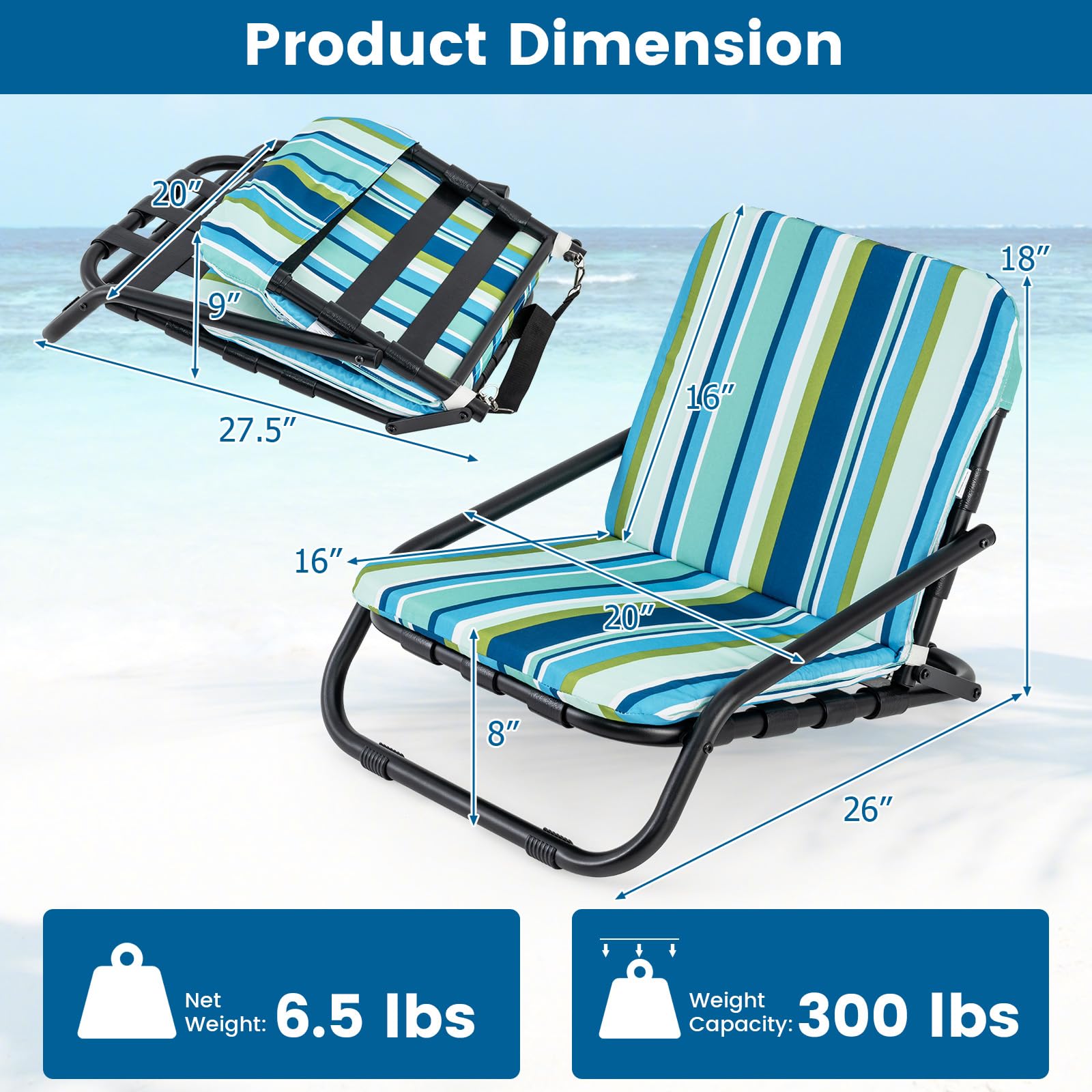 Giantex 2/4-Pack Beach Chairs for Adults, Folding Camping Chairs with Aluminum Frame, Quick-Drying Cotton Cushion