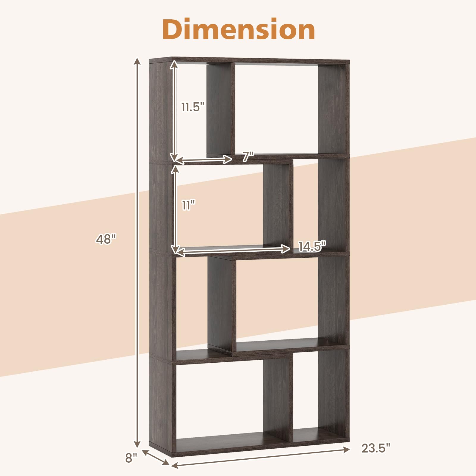 Giantex 8-Cube Geometric Bookshelf Set of 1/2, 4-Tier High Bookcase, 48" Modern Storage Organizer