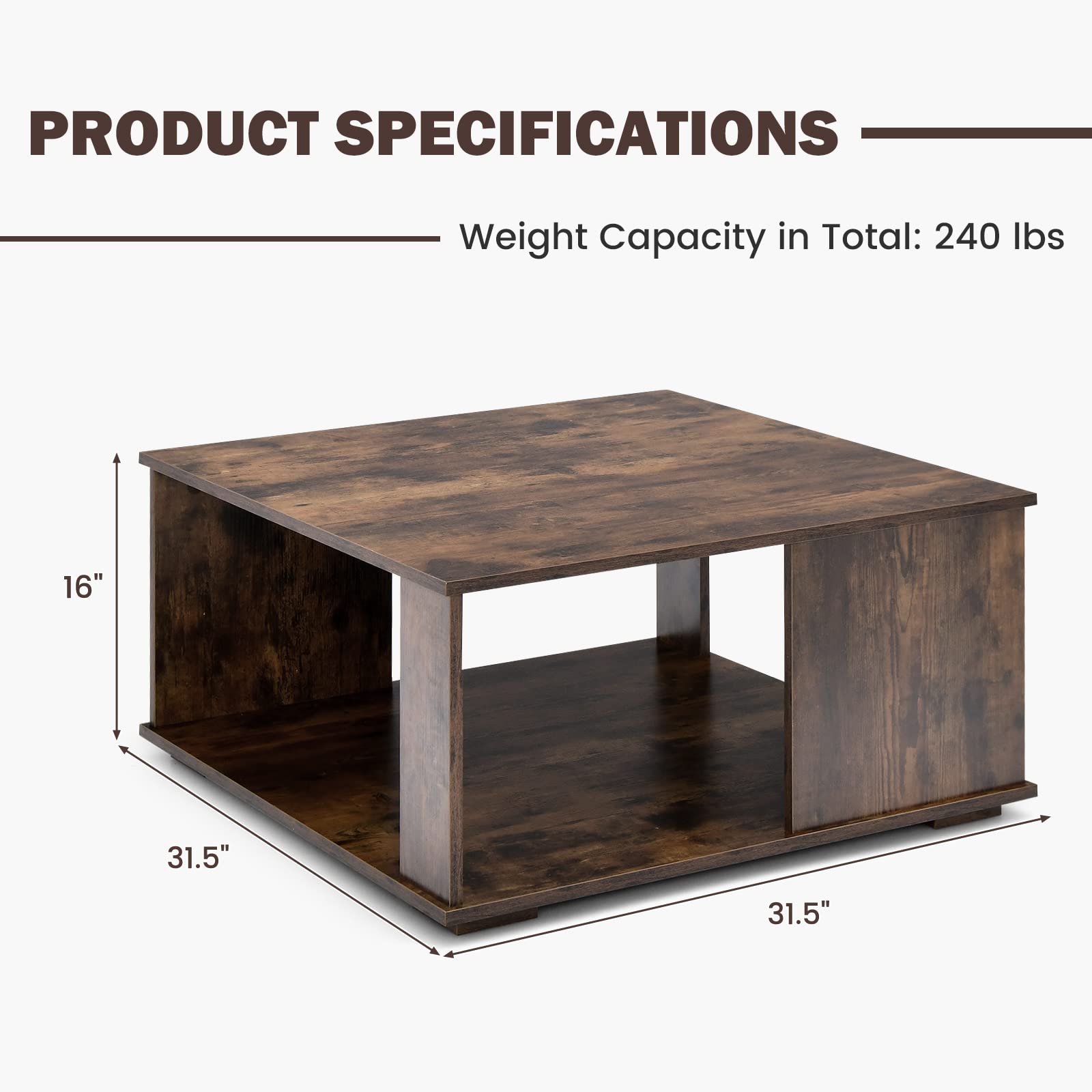 Giantex 32” Square Coffee Table