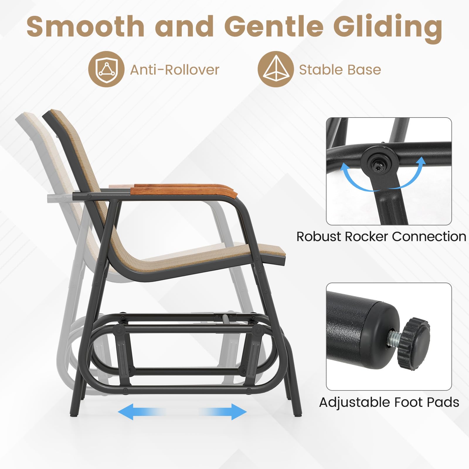Giantex Swing Rocking Chair with Breathable Fabric Seat