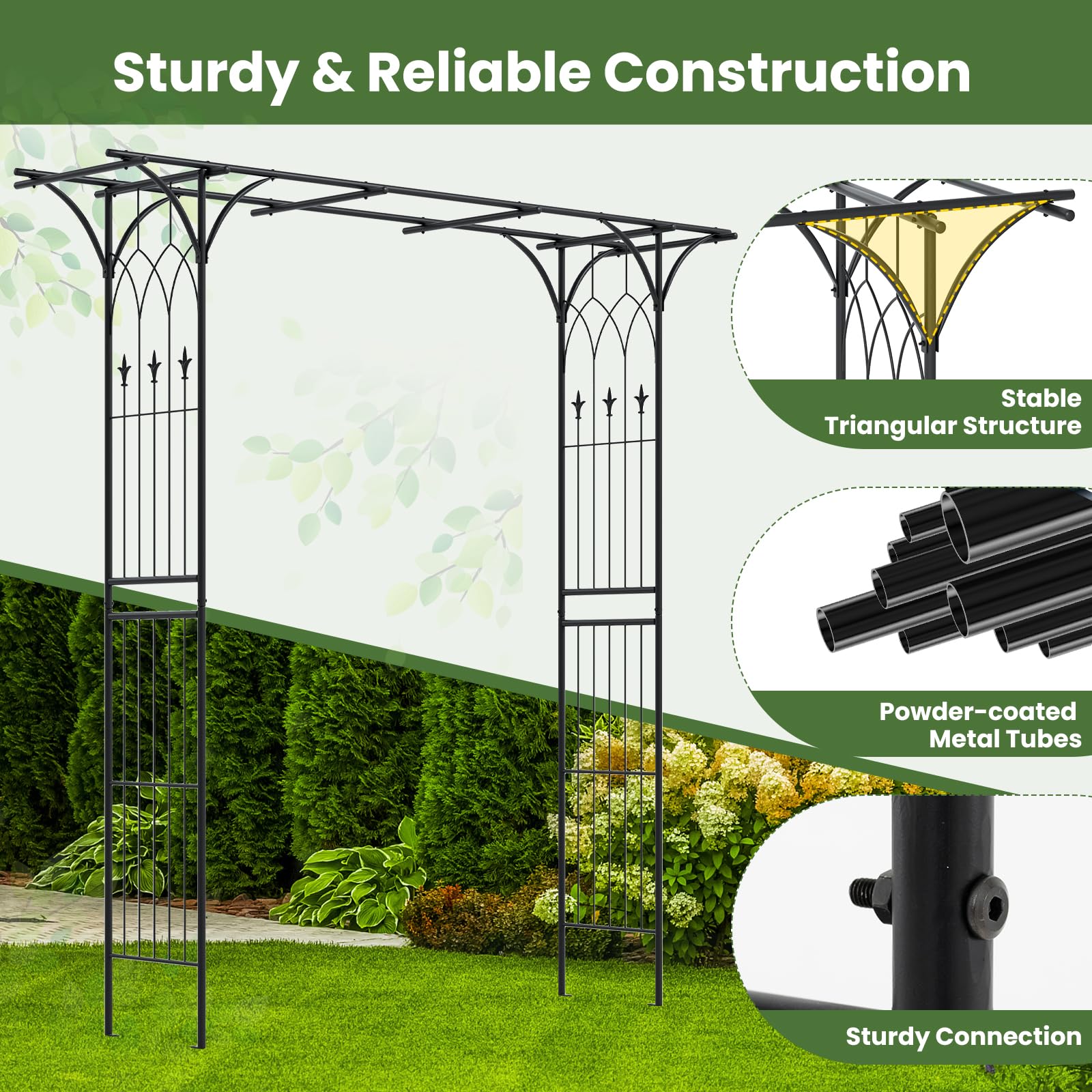 Giantex Metal Garden Arbor with Trellis