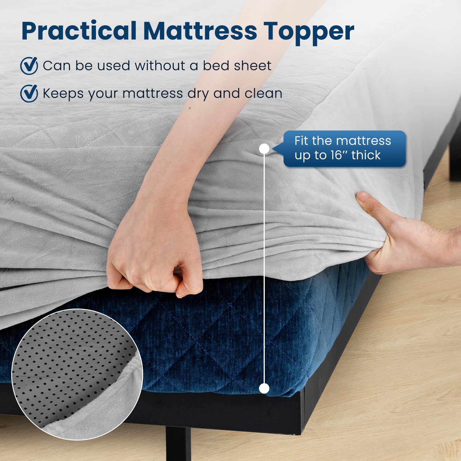 Giantex Mattress Topper Cover, Soft Velvet Mattress Protector with Deep Pockets