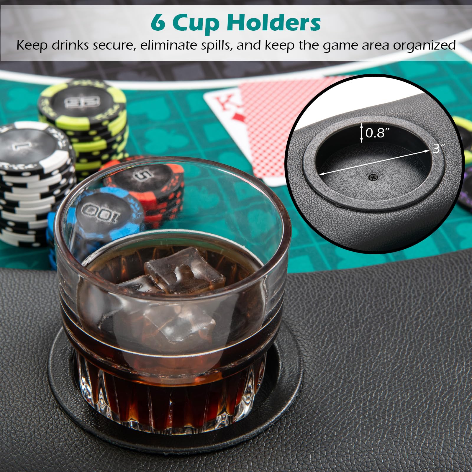 Giantex 48" Poker Table Top, 6 Player Foldable Round Blackjack Poker Table Topper w/Carrying Bag