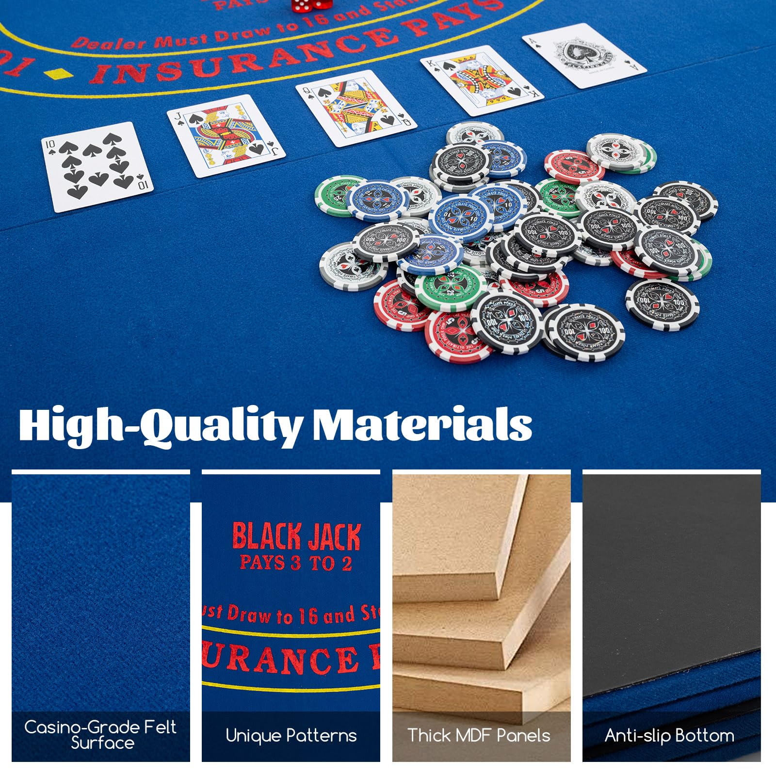 Giantex 48" Poker Table Top - 8 Player Foldable Texas Holdem Poker Table Topper w/Carrying Bag