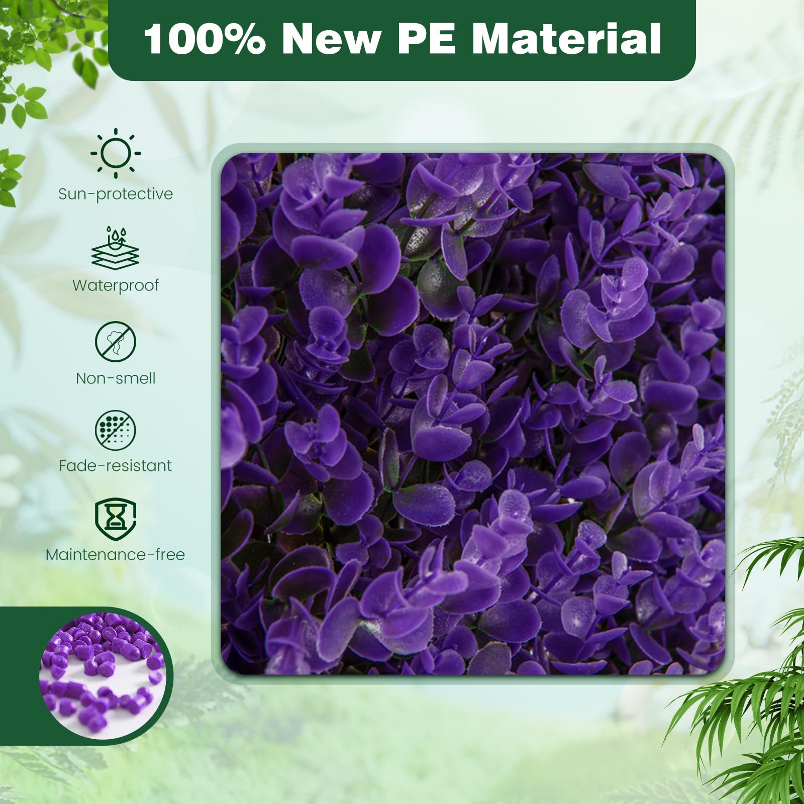 Giantex Expandable Fence Privacy Screen - Decorative Faux Purple Eucalyptus Fencing Panel for Balcony