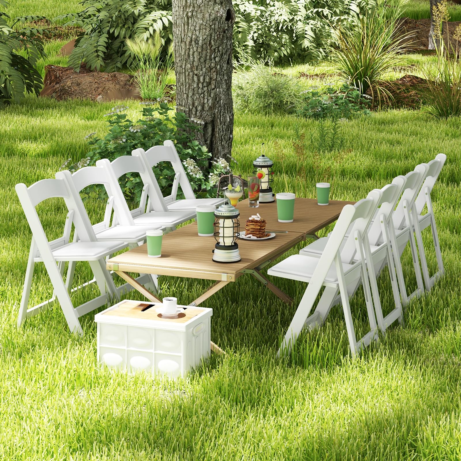 Giantex Folding Chairs with Padded Seat, All-Weather Resin Frame