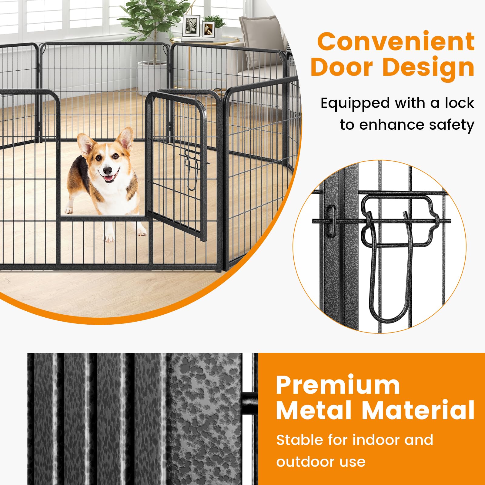 Giantex Dog Playpen Outdoor 24" H - 8/16 Panels Metal Pet Fence for Puppies Small Dogs, Portable Dog Fence for Yard Garden RV Camping