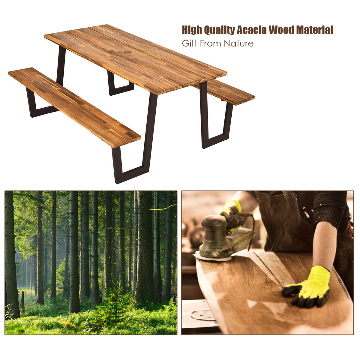 Giantex Picnic Table Bench Set for 6 or 8