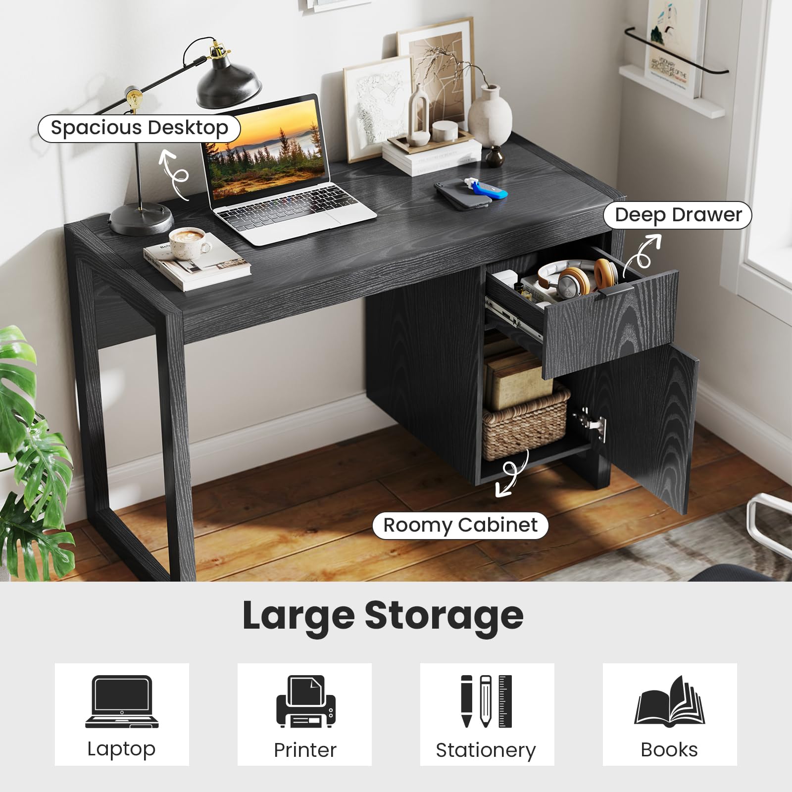 Giantex Computer Desk with Drawer & Storage Cabinet