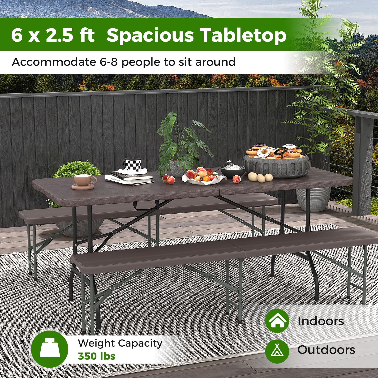 Giantex 6ft HDPE Folding Table